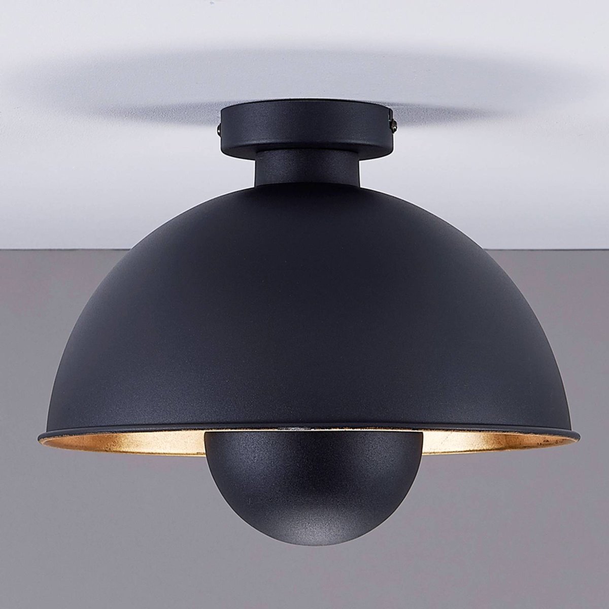 Plafonnier en métal moderne, Lya noir, or mat, LINDBY