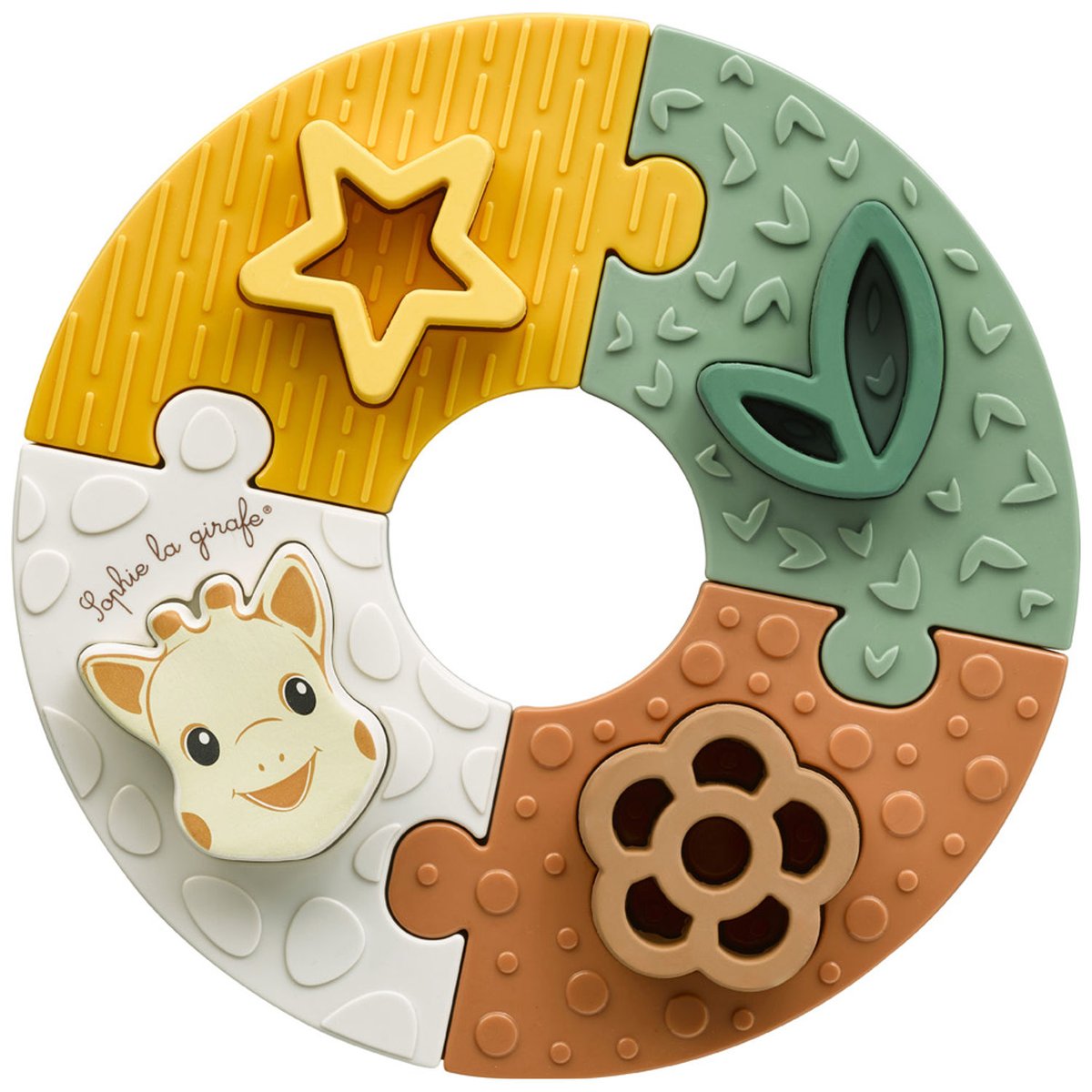 Mon premier puzzle marron, vert,jaune, SOPHIE LA GIRAFE