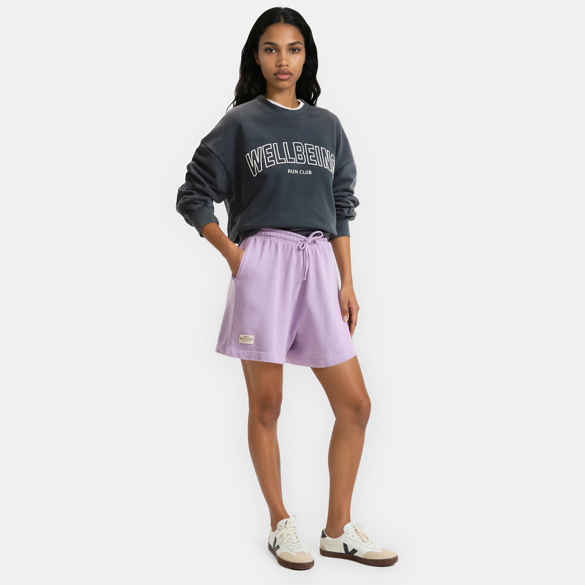 Elasticated Waist Shorts mauve purple, LA REDOUTE COLLECTIONS