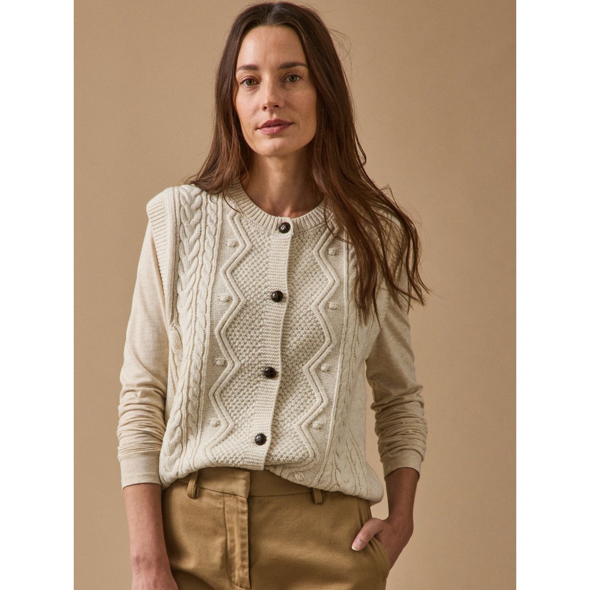 Gilet sans manches laine RWS* ecru, CYRILLUS