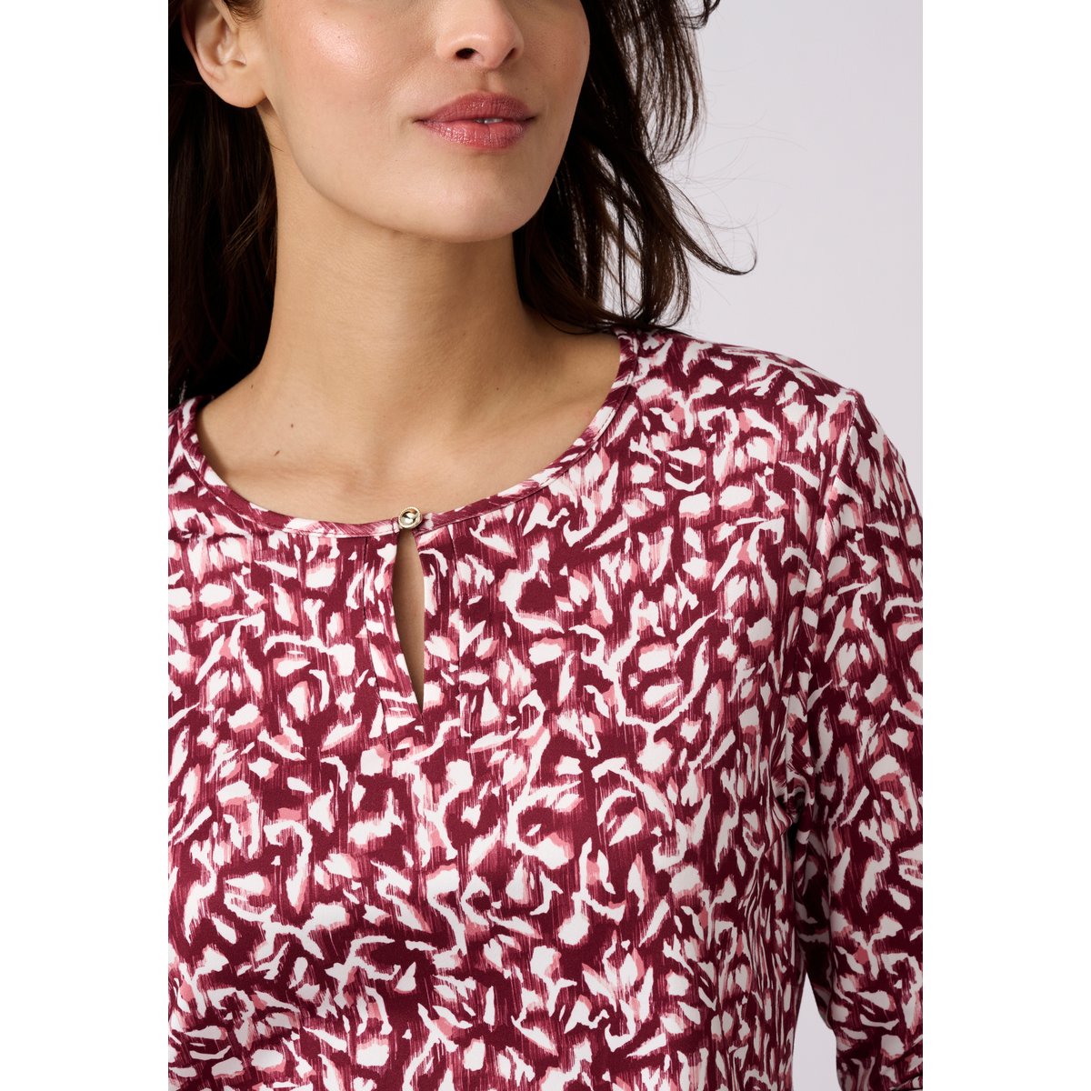 T-shirt en maille chaude toucher peau de pêche rouge bordeaux imp., DAMART