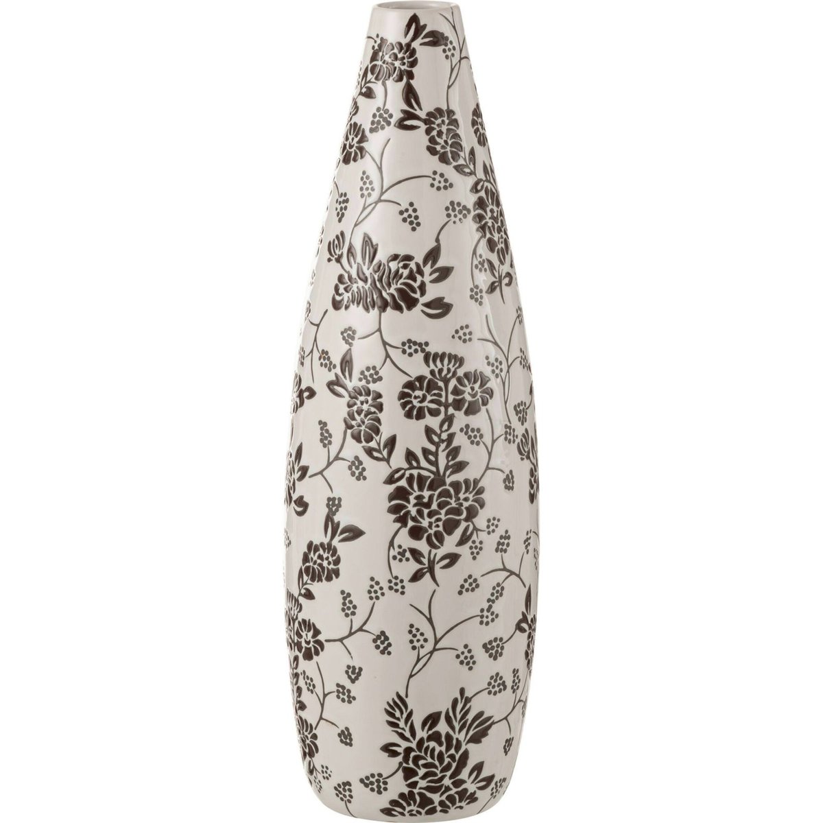 Vase zen en porcelaine à motif floral blanc et noir, RECOLLECTION