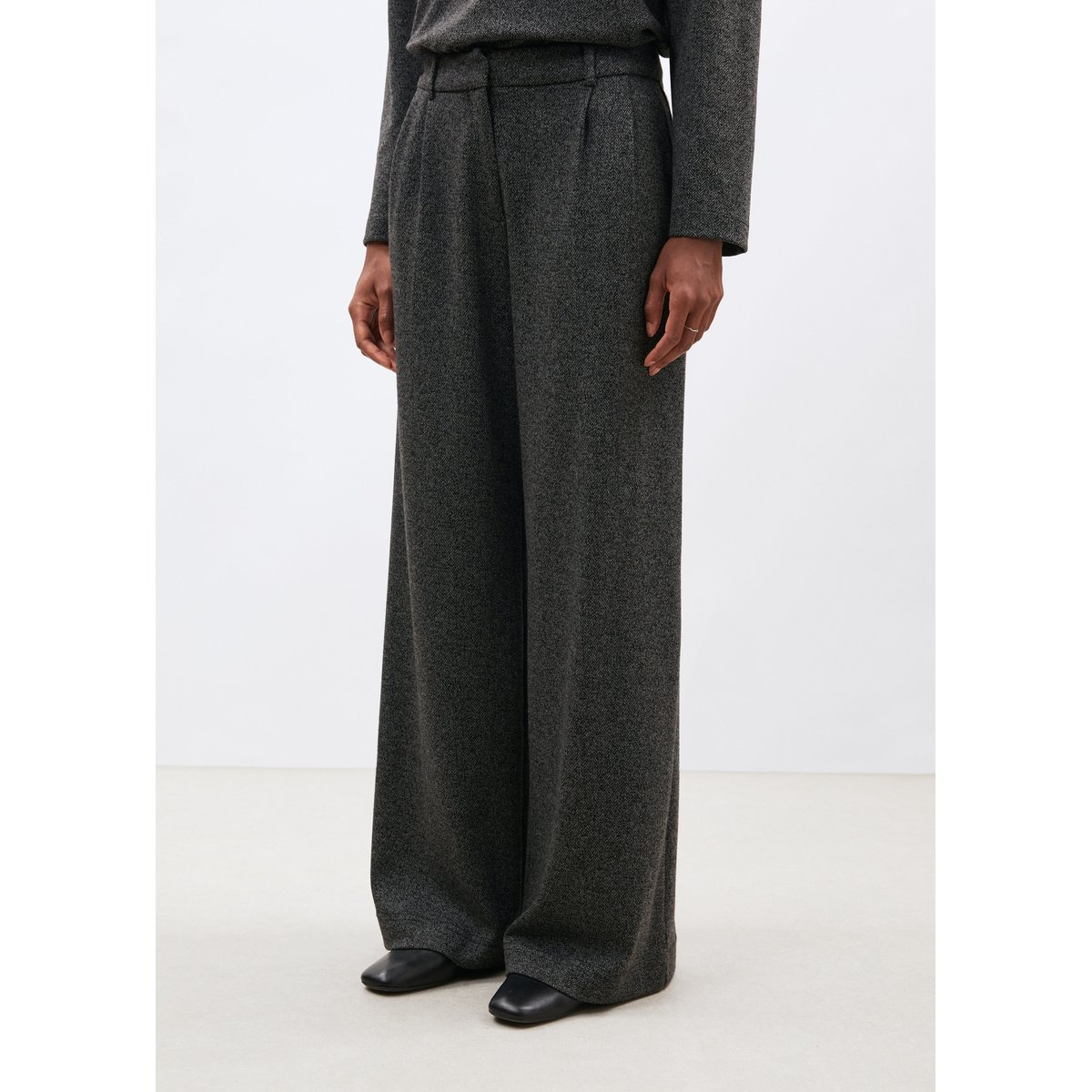 Pantalon large en jersey à imprimé chevrons anthracite, HUMILITY