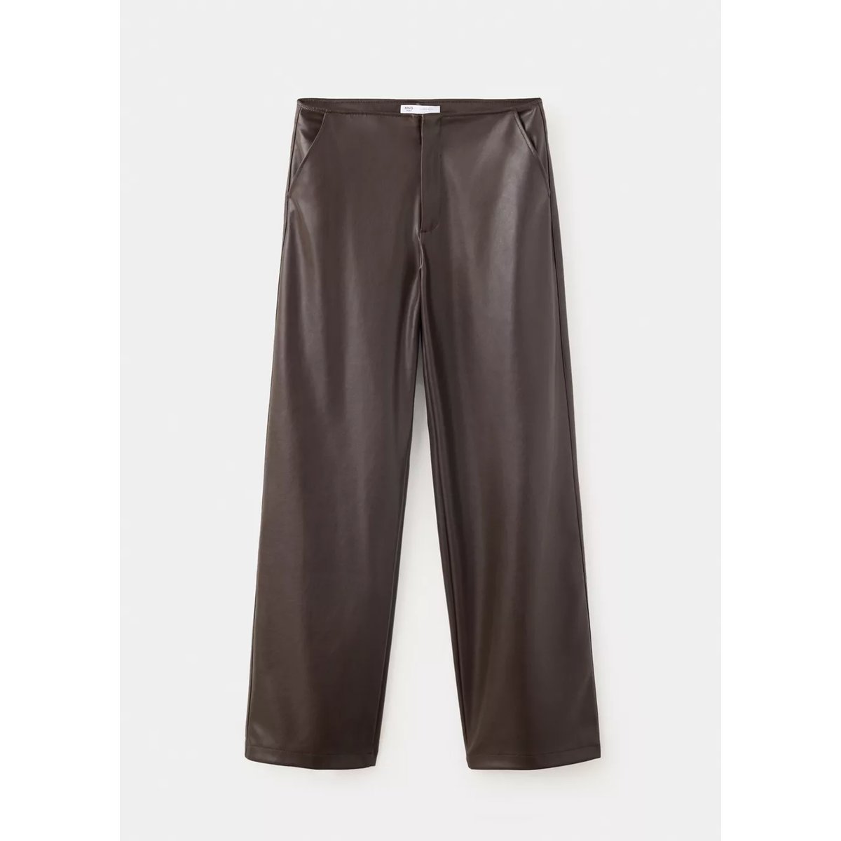 Pantalon large en cuir synthétique marron, MANGO TEEN