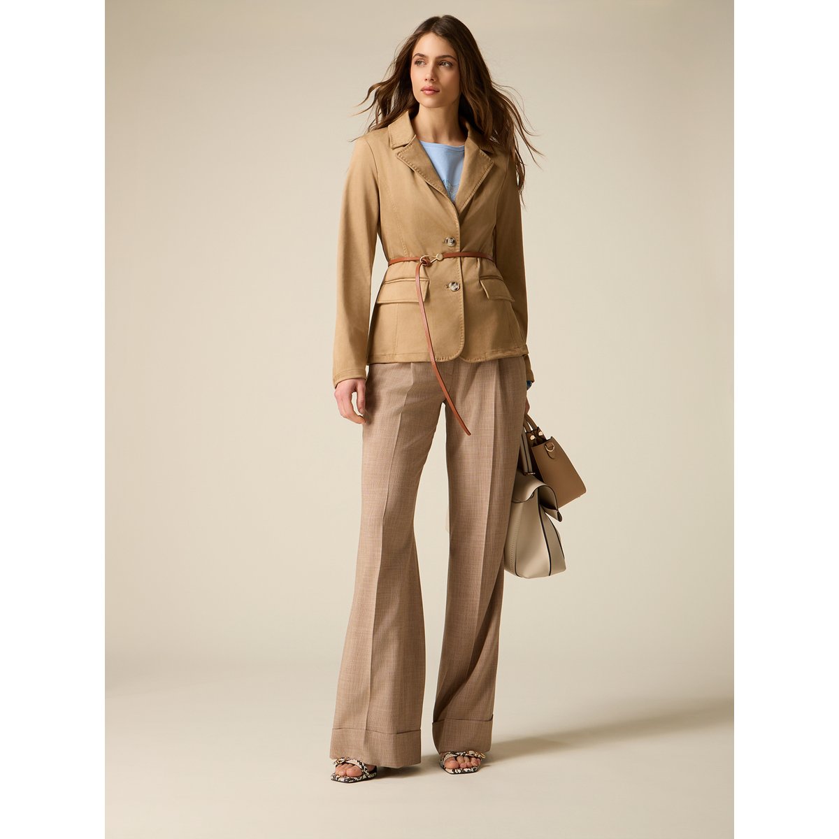 Pantalon palazzo beige, OLTRE