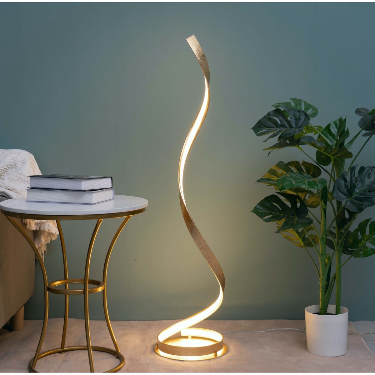 Lampadaire ondulé et design - MILLENIUM doré / laiton, KOSILUM