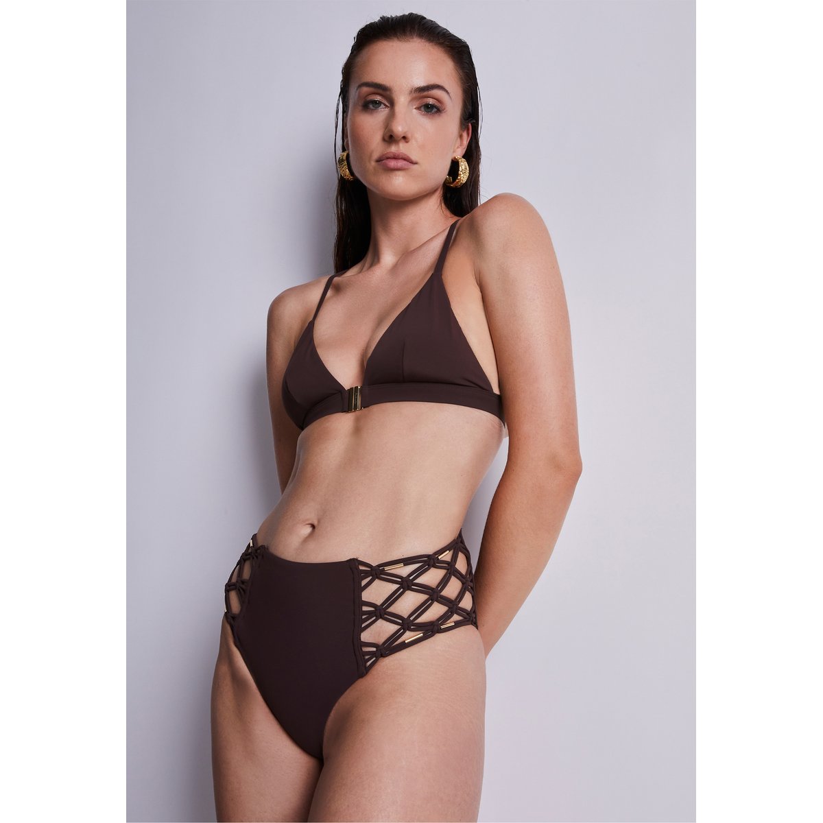 Bas de maillot de bain Culotte taille haute Gipsy Muse marron, AUBADE