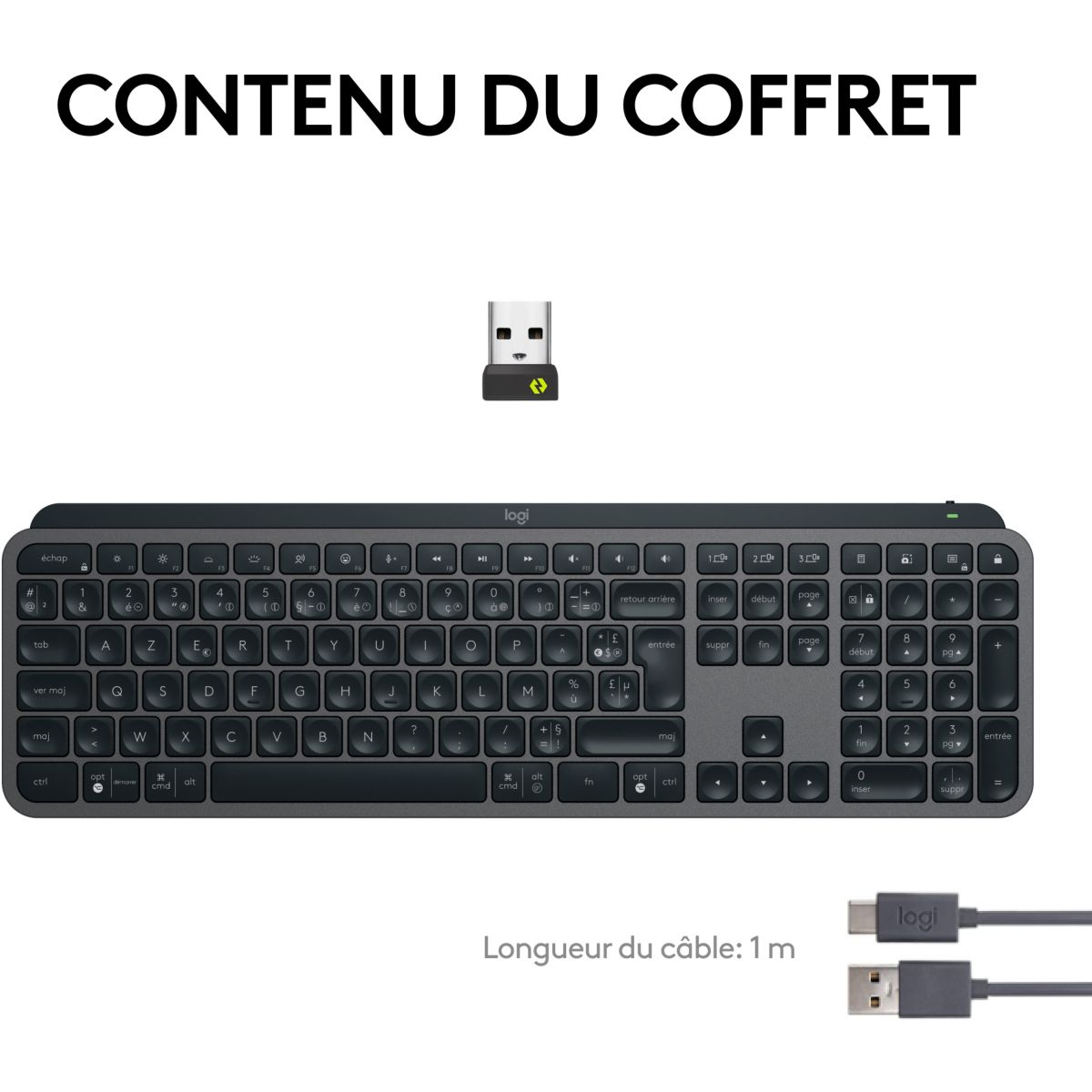 Clavier sans fil MX Keys S  Silencieux Graphite couleur unique, LOGITECH