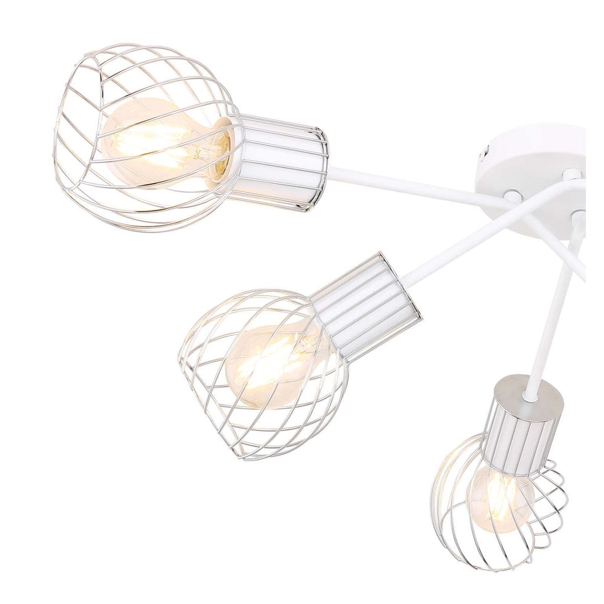 Plafonnier rond 6 lampes en métal design contemporain LUISE blanc, GLOBO LIGHTING
