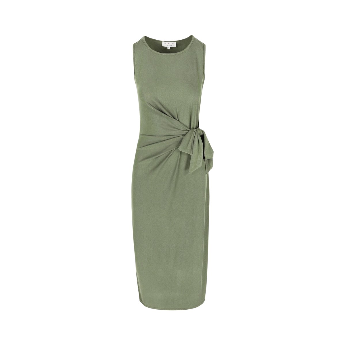 Robe midi nouée sans manches khaki, LOLALIZA