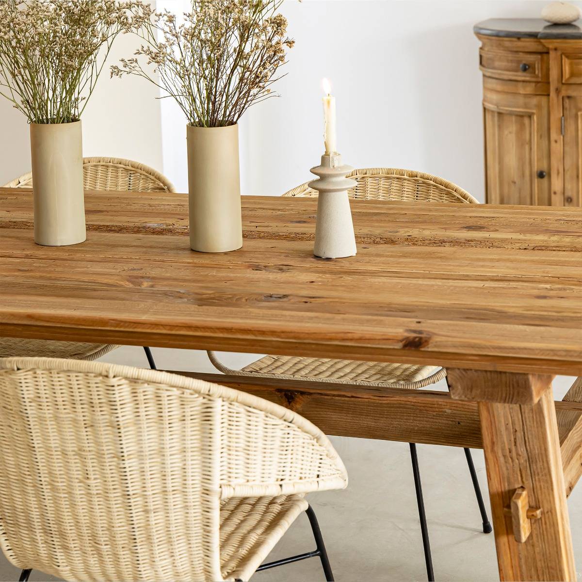 Table à manger en bois de pin BLAISE bois clair, MADE IN MEUBLES 