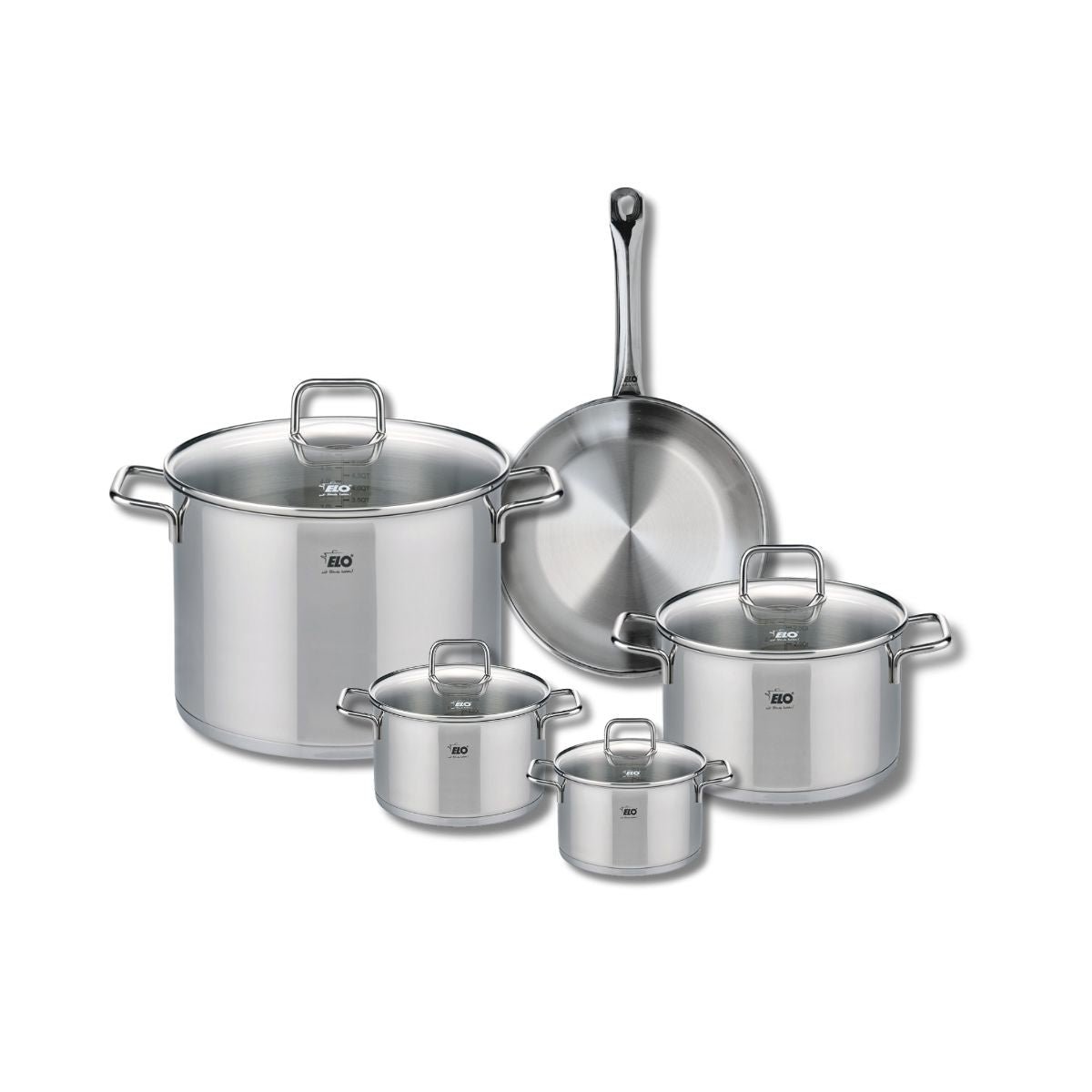 Batterie 1 poêle 24cm + 4 faitouts 12/14/20/26cm PROFI CITRIN gris, ELO