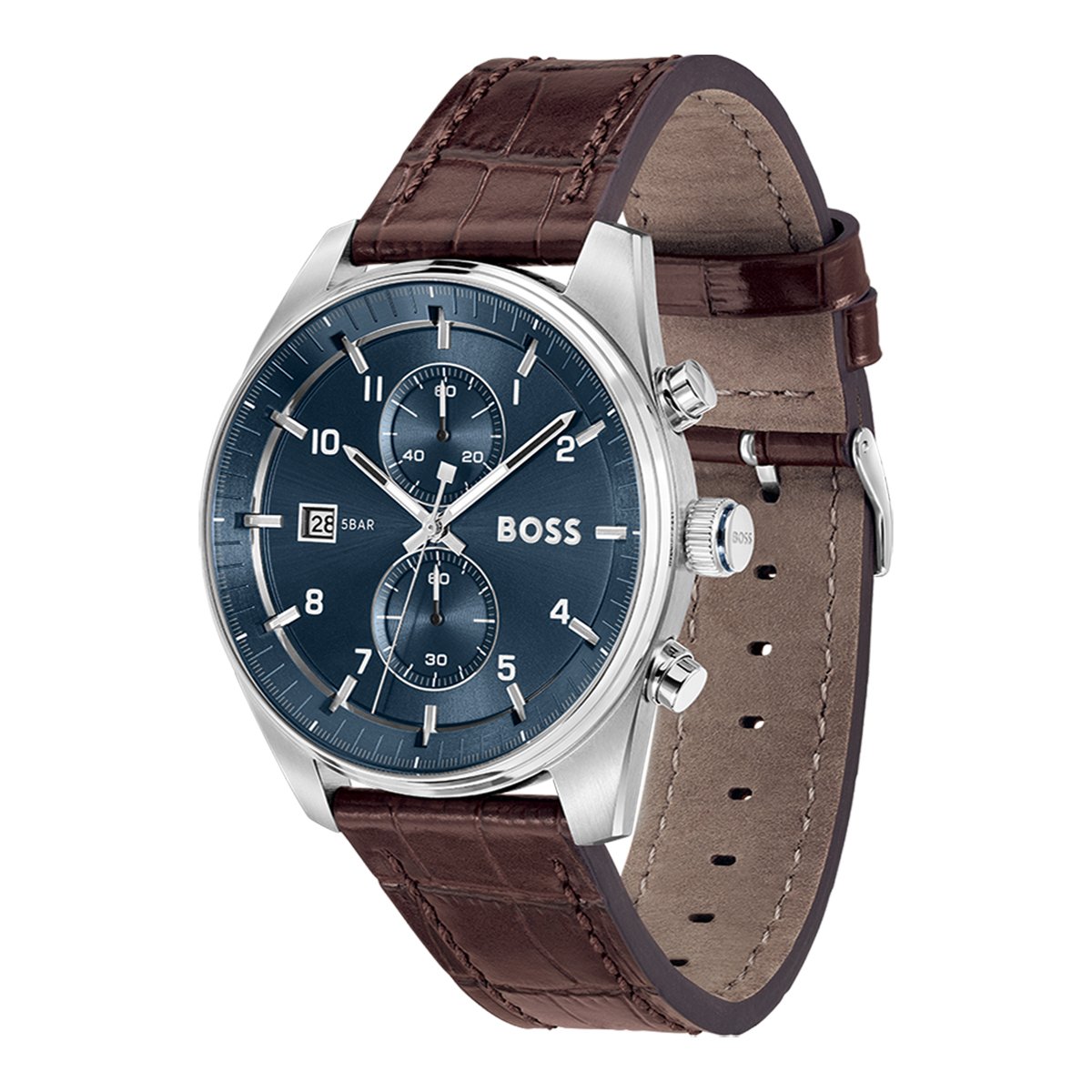Montre Analogique  SKYTRAVELLER argenté bleu marron, BOSS