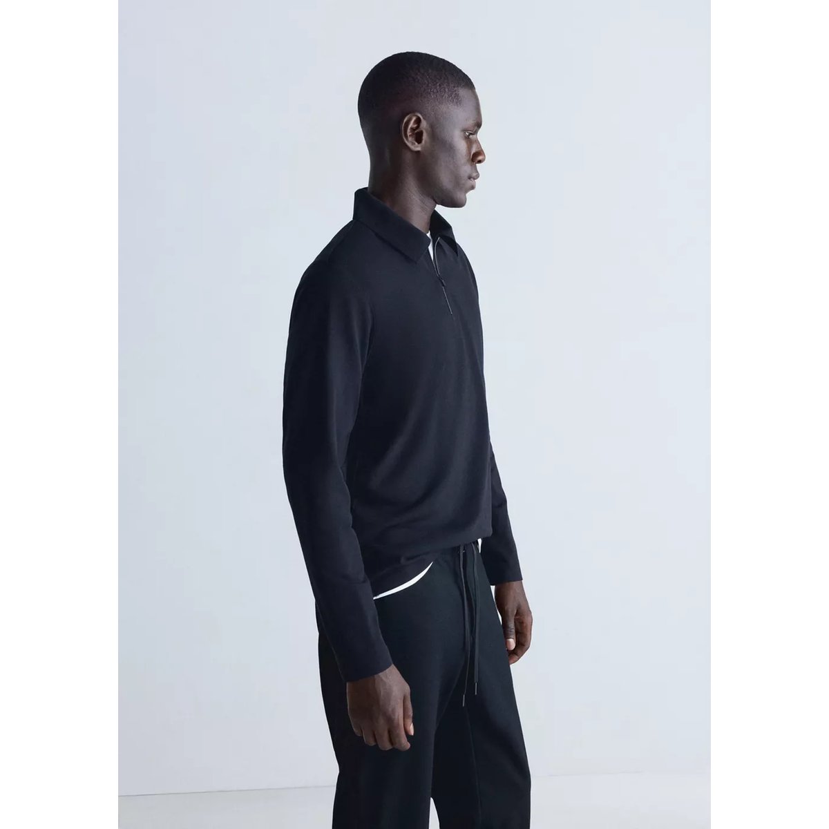 Pull polo regular fit à zip Thermolite® bleu marine, MANGO MAN
