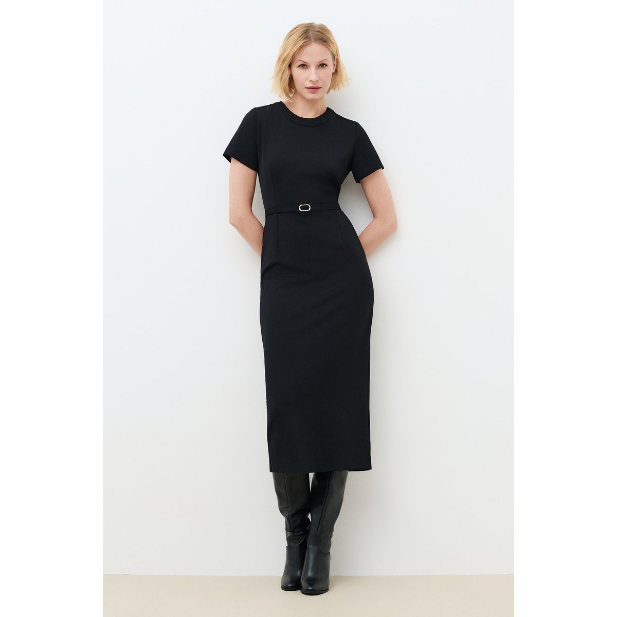 Robe longue près du corps RBIJOU noir, CAROLL