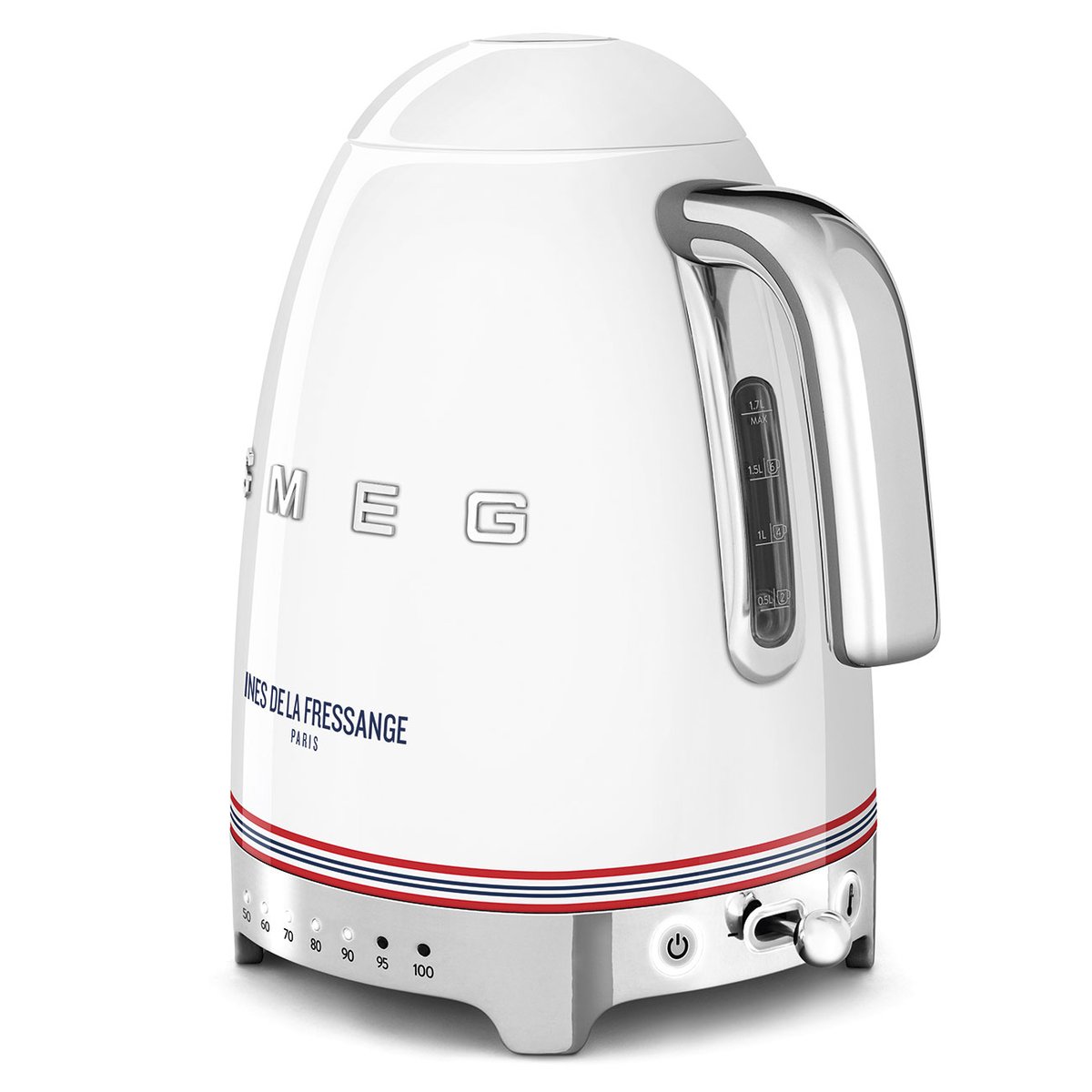 Bouilloire à température réglable 1,7 litre KLF04 blanc inès de la fressange brillant, SMEG