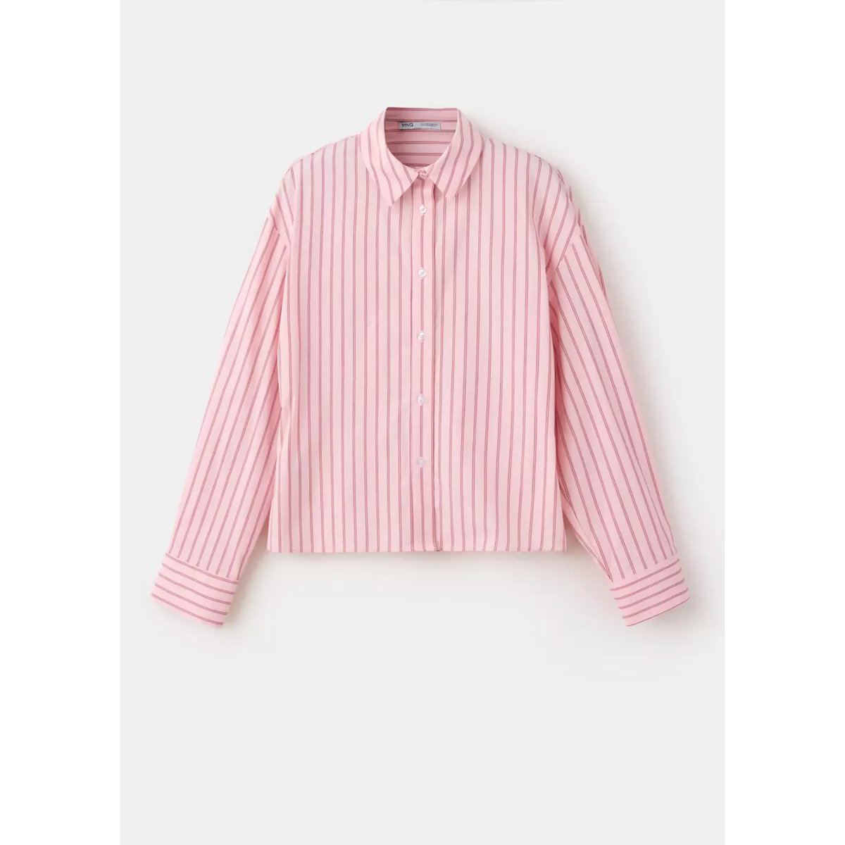 Chemise crop rayures rose, MANGO