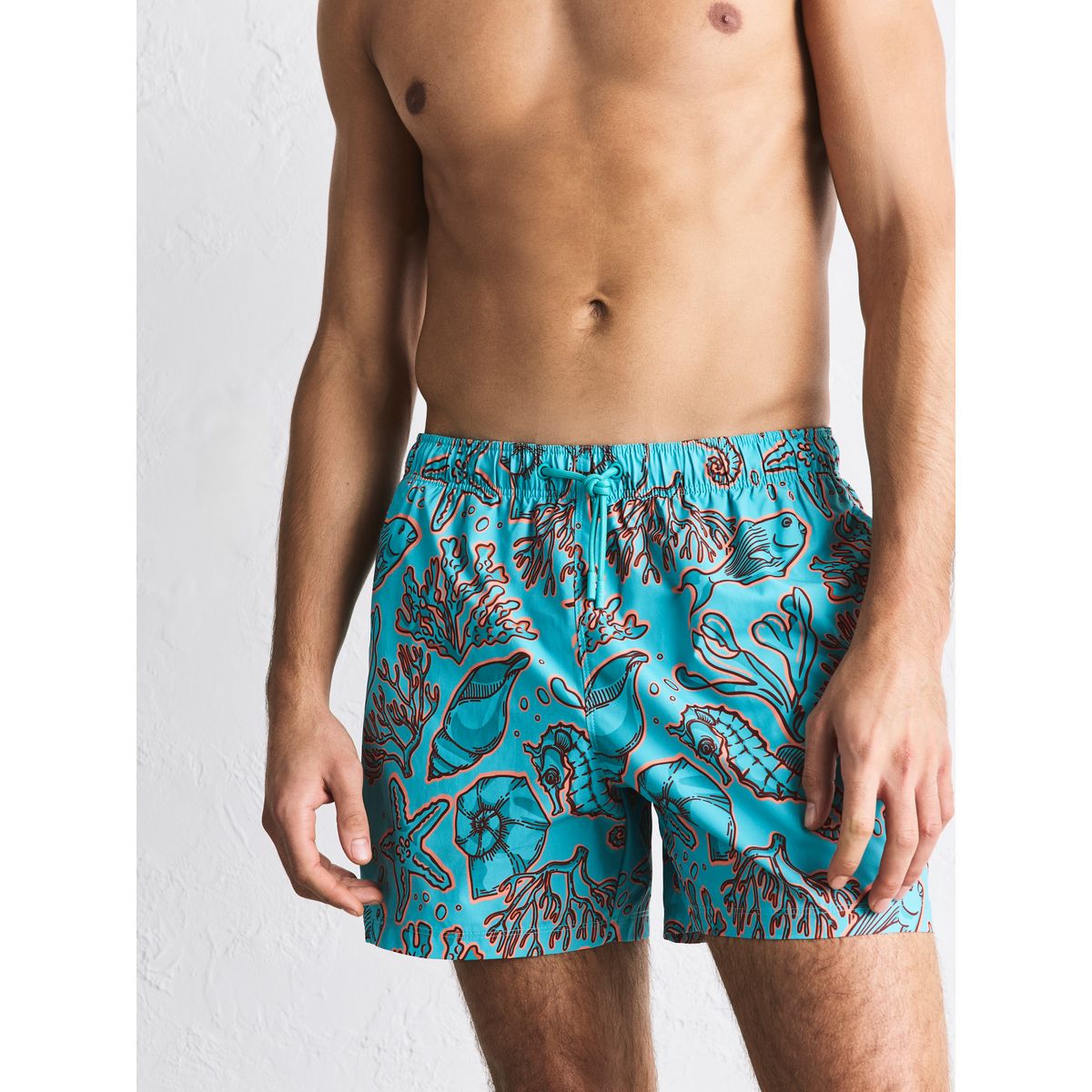 Short de bain à imprimé corail et coquillage bleu turquoise/orange, NEXT