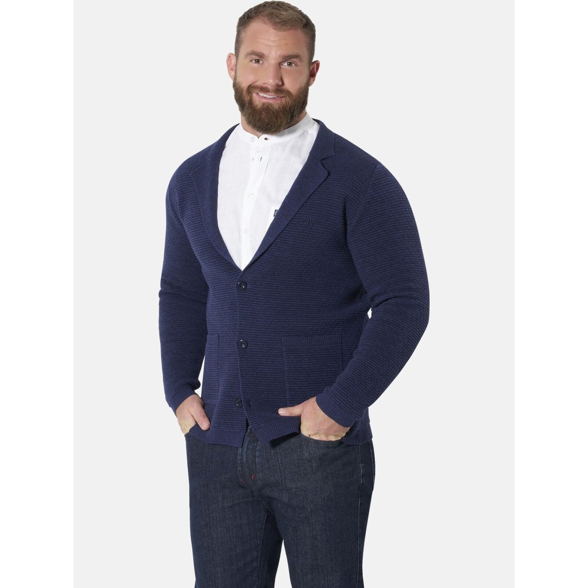 Gilet en maille KOLLIN bleu foncé mélange, JAN VANDERSTORM