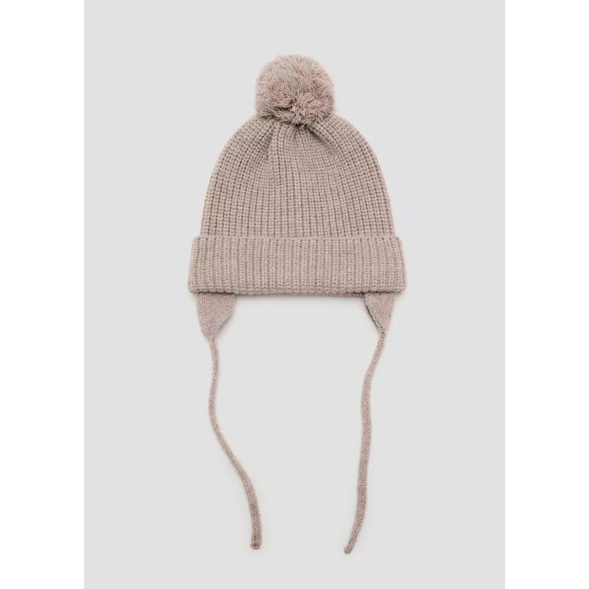 Bonnet en maille avec pompon et cache-oreilles sable, MANGO BABY