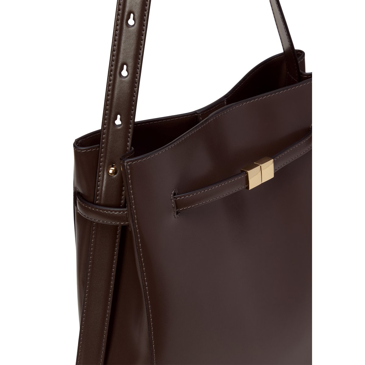 Hobo Bag moyen en cuir de vache noble marron foncé, MARC O'POLO