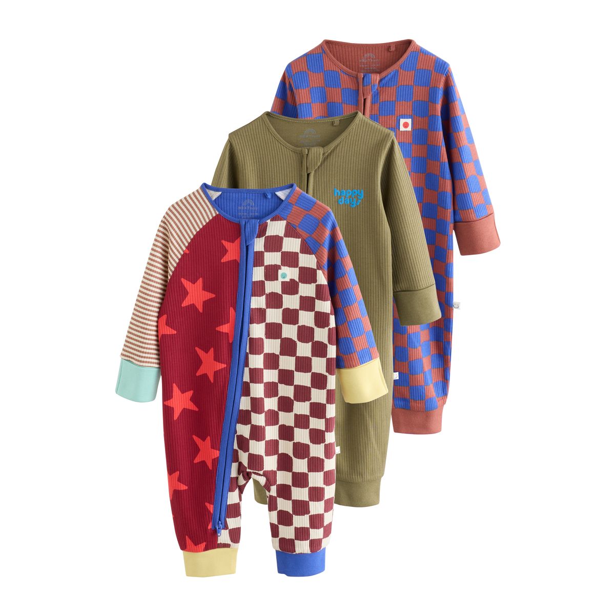 Dors-bien à zip double sens bébé, lot de 3 multi damier, NEXT
