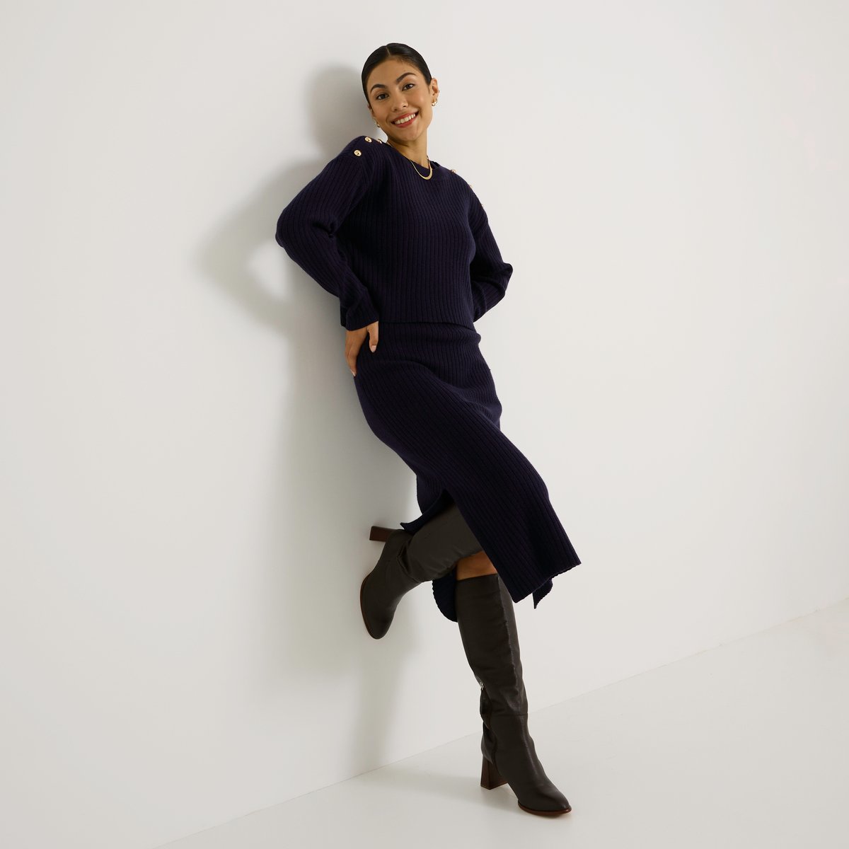 Robe pull 2 en 1 bleu marine, GRAIN DE MALICE