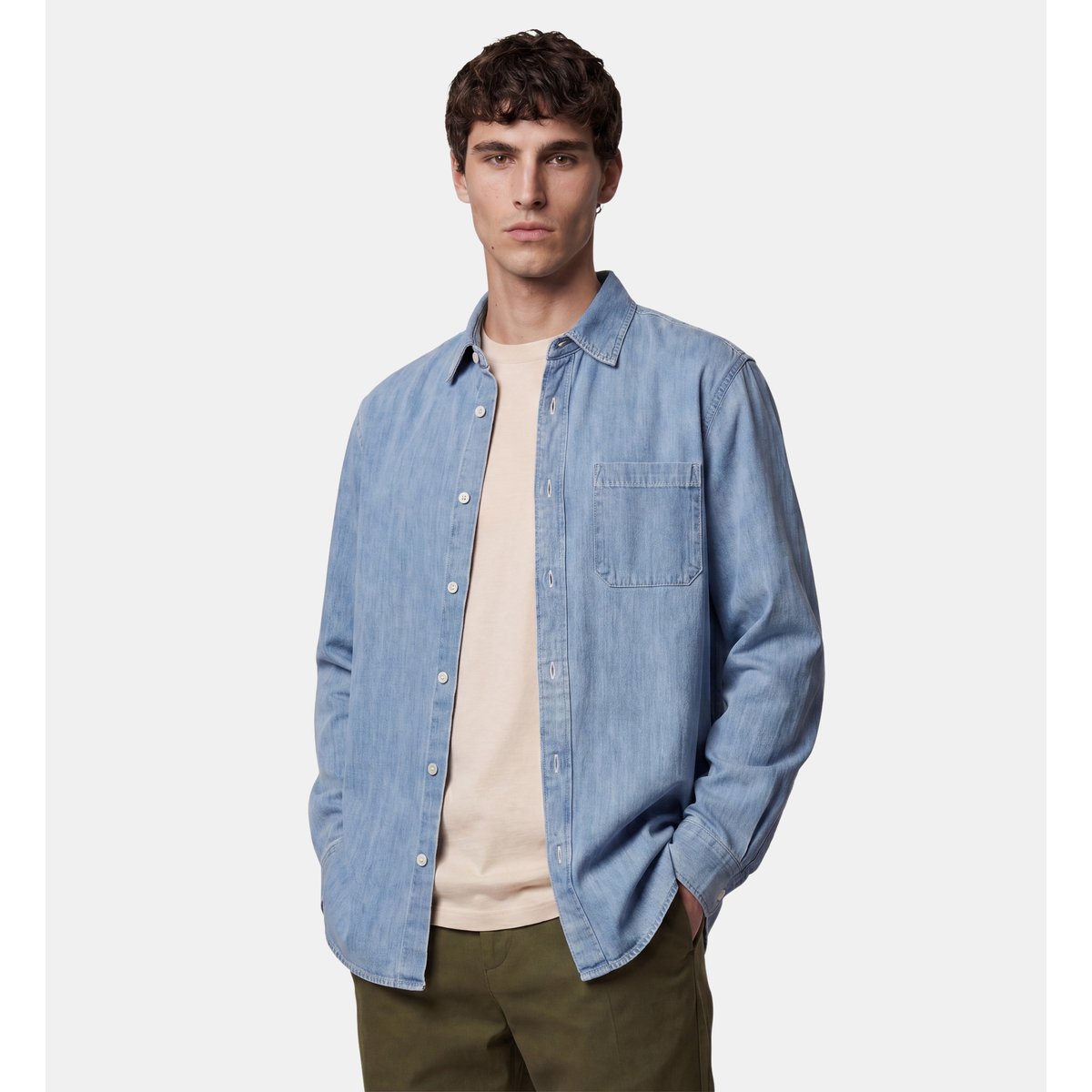 Chemise droite tirnim en coton denim bleu jean, GALERIES LAFAYETTE