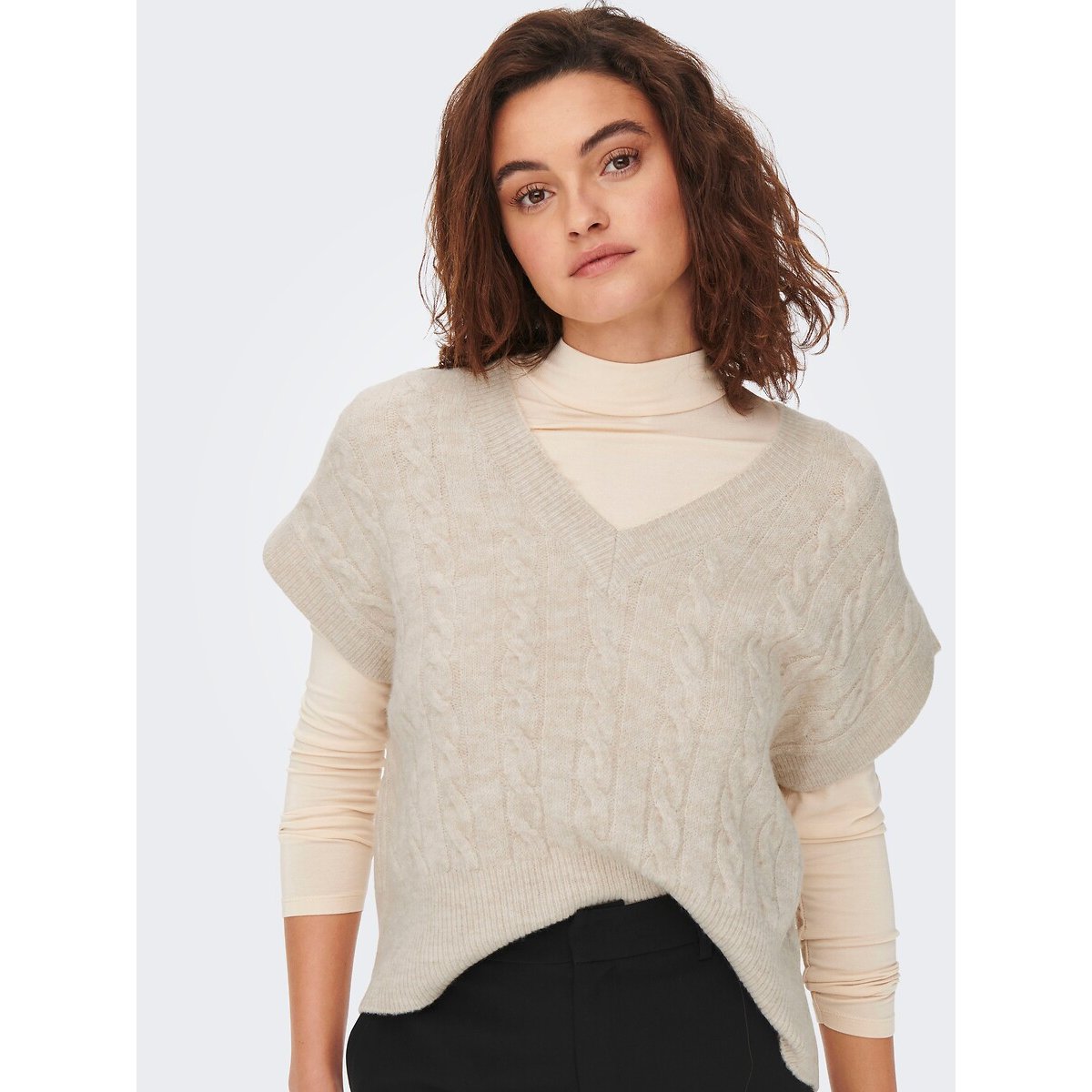 Pull a maniche corte beige chiaro, ONLY
