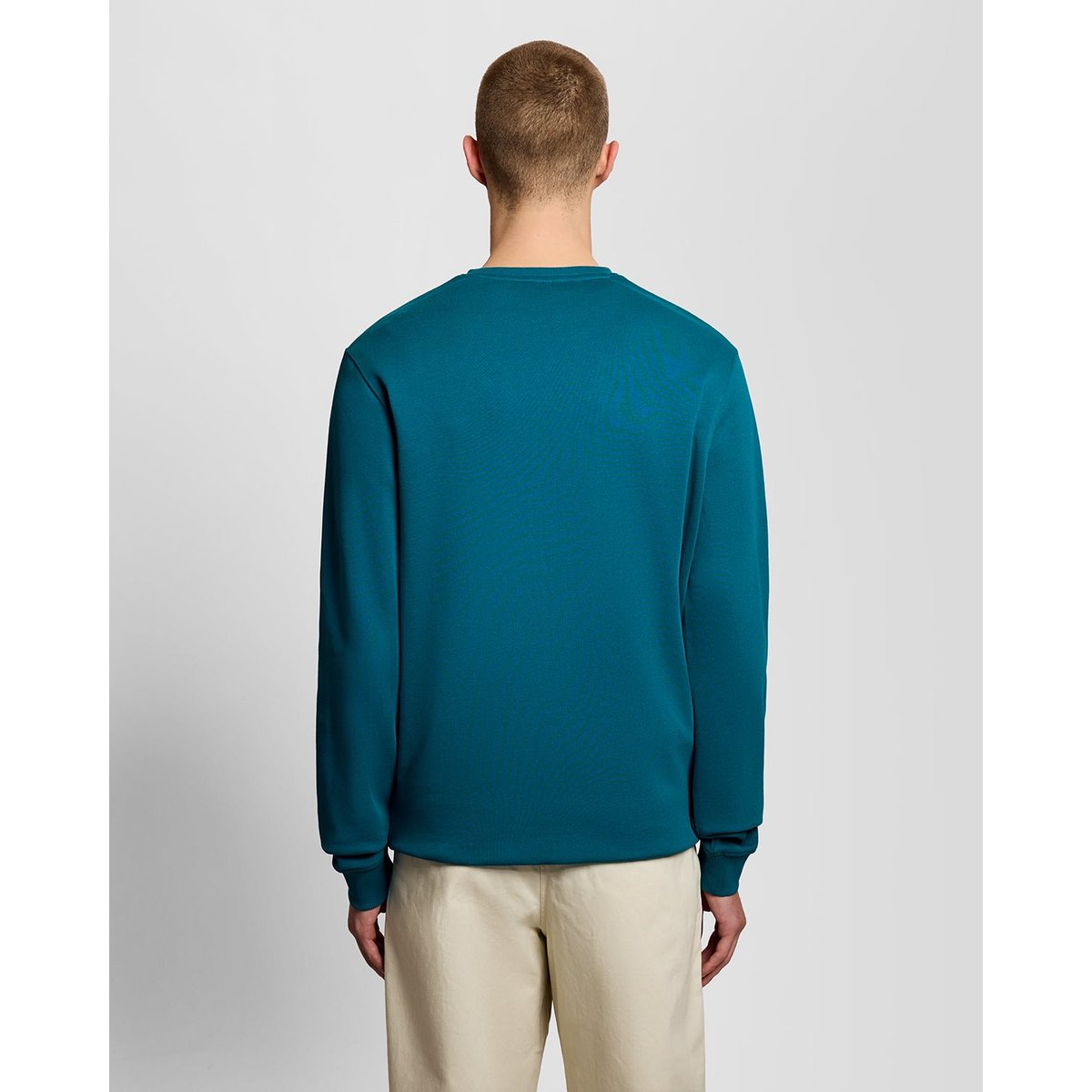 Sweat-shirt col rond en coton bleu lagon, LYLE & SCOTT