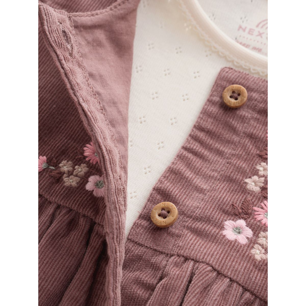 Robe chasuble bébé, body et collants, 3 pcs floral brun chocolat, NEXT