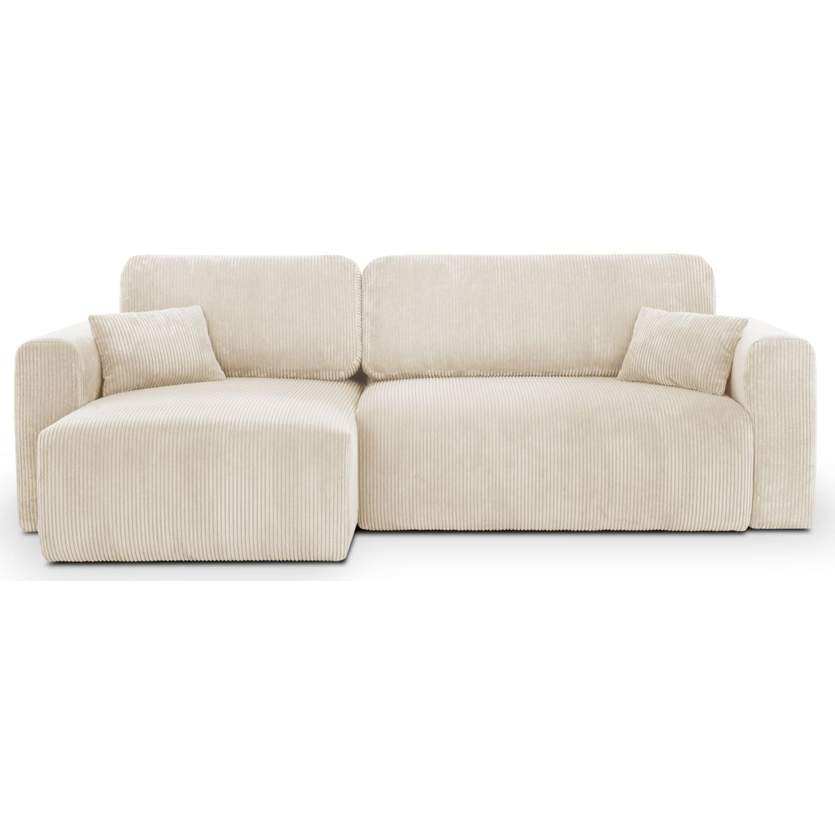 Canapé d'angle convertible 4 places en velours côtelé - DAVIS beige, HOMIFAB