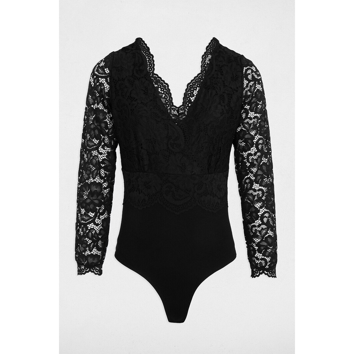 Body col V, en dentelle noir, MORGAN