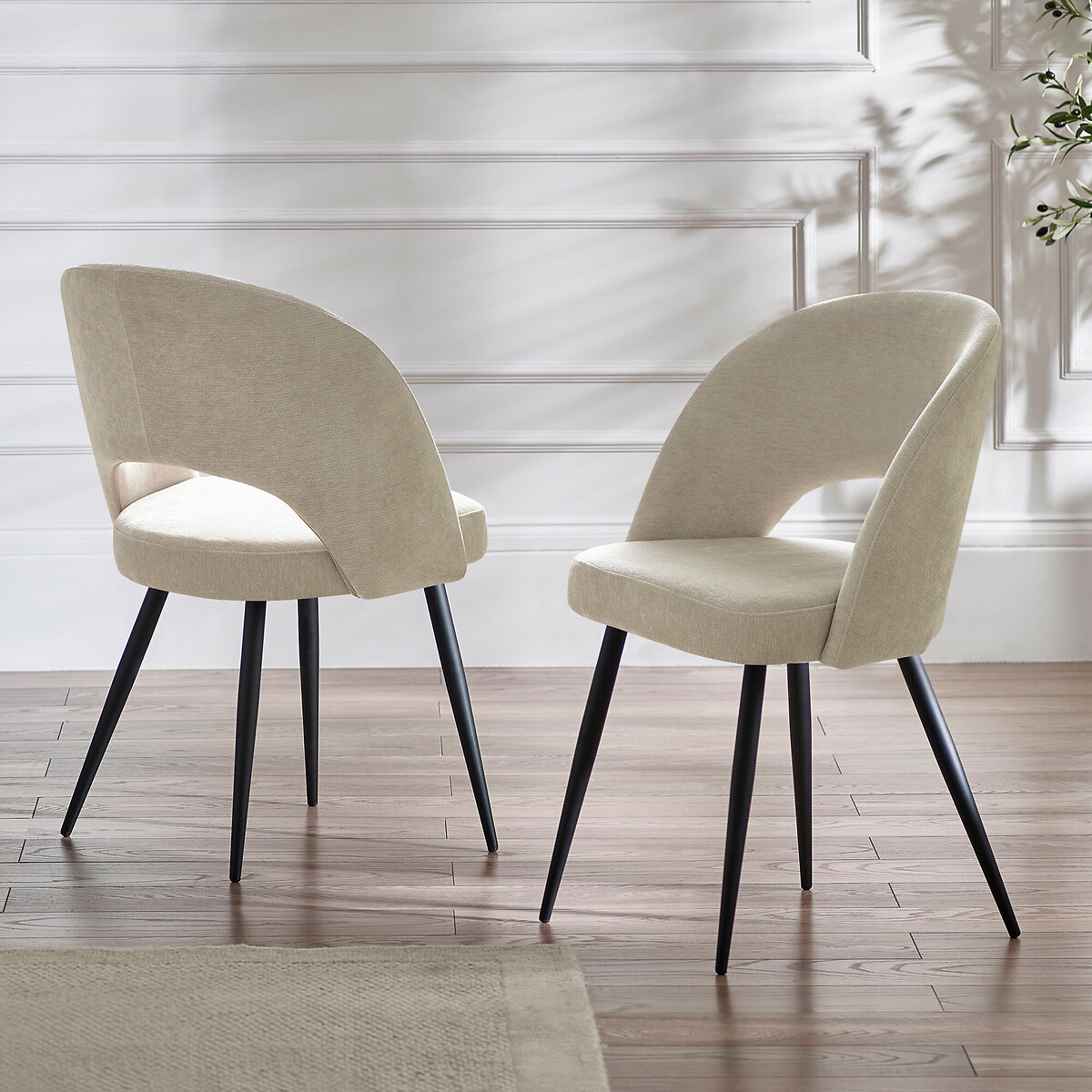 Eleanor Chenille Upholstered Dining Chairs (Set of 2) cream beige, SO'HOME