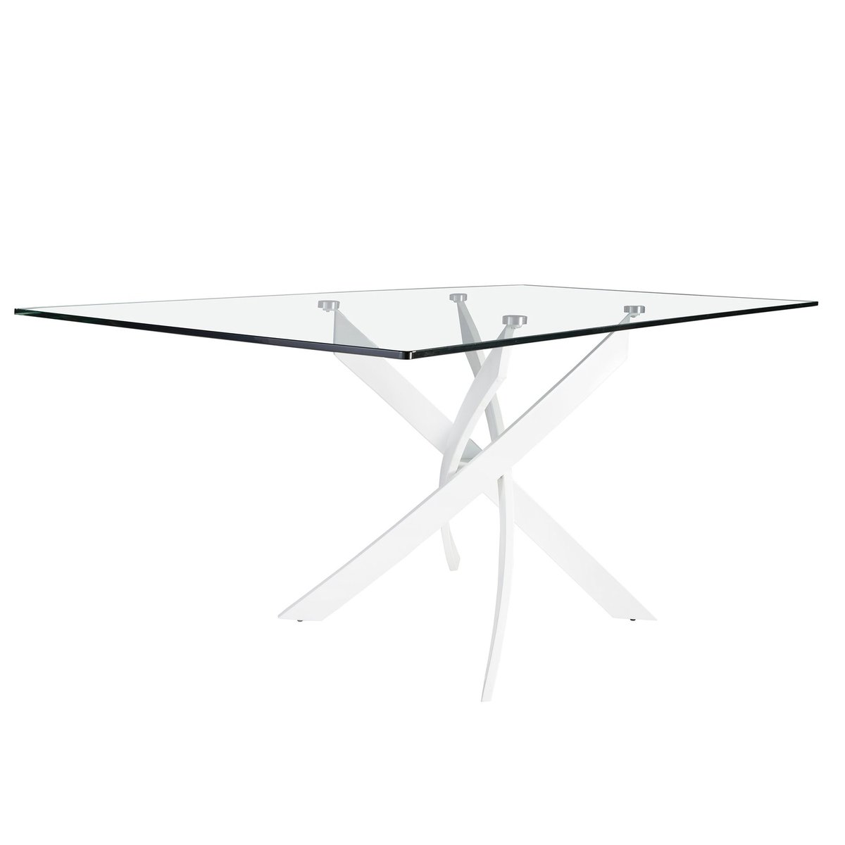 Table à manger rectangulaire verre trempé et acier blanc verre trempé | blanc, ANGEL CERDA