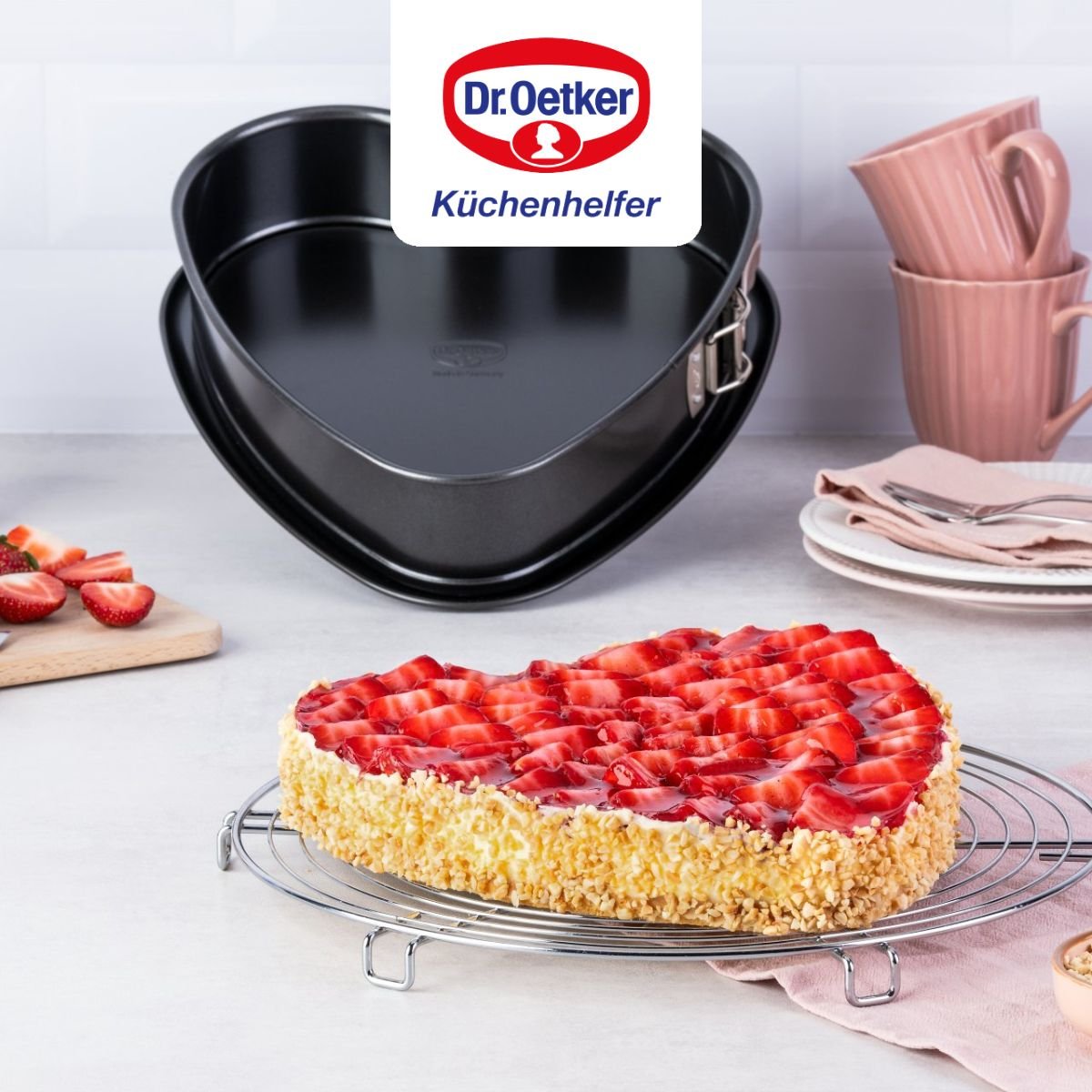 Lot de 2 moules à charnière 25/27 cm en acier TRADITION noir, DR OETKER