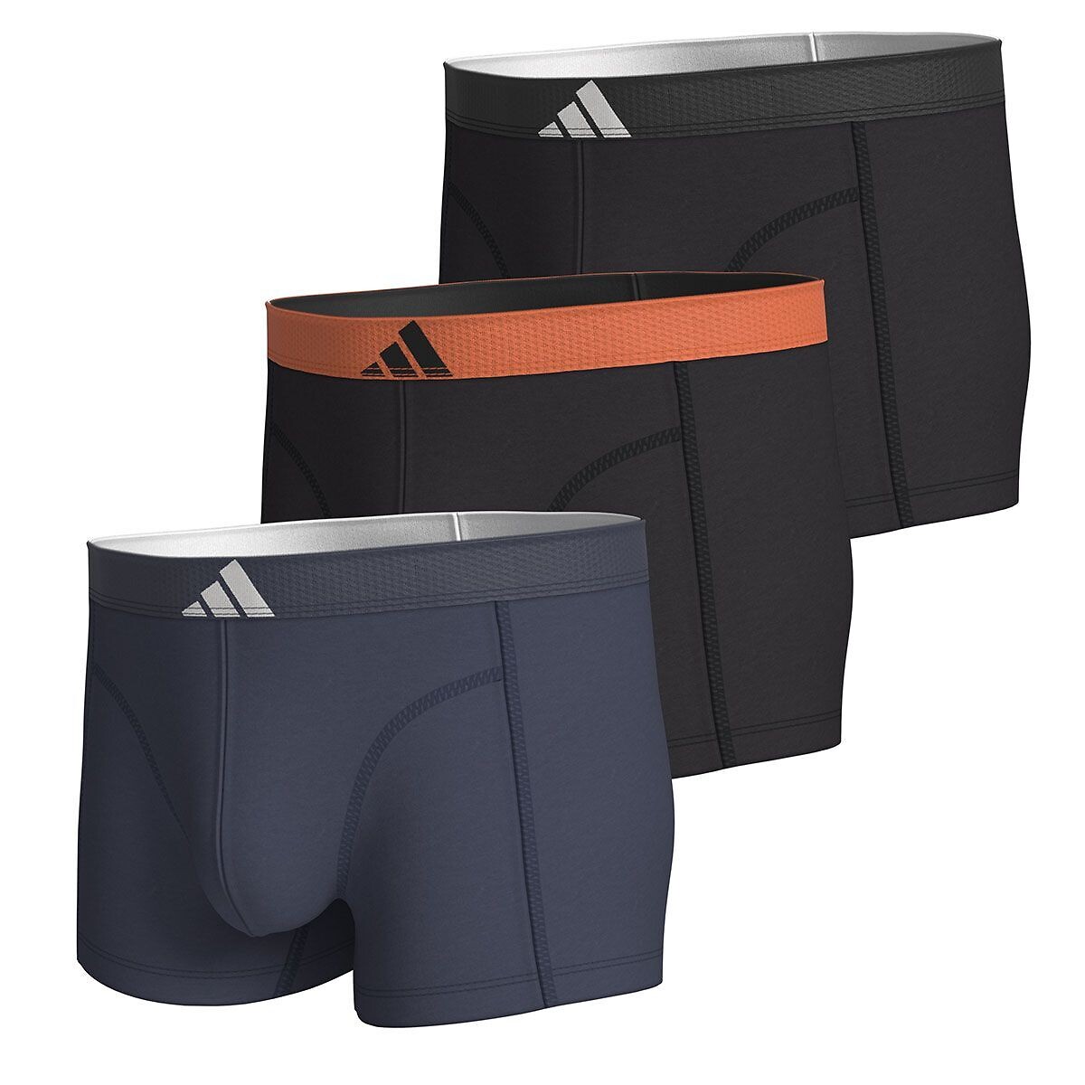 Lot de 3 boxers unis, Active Flex Cotton Body noir + gris + rouge, ADIDAS SPORTSWEAR