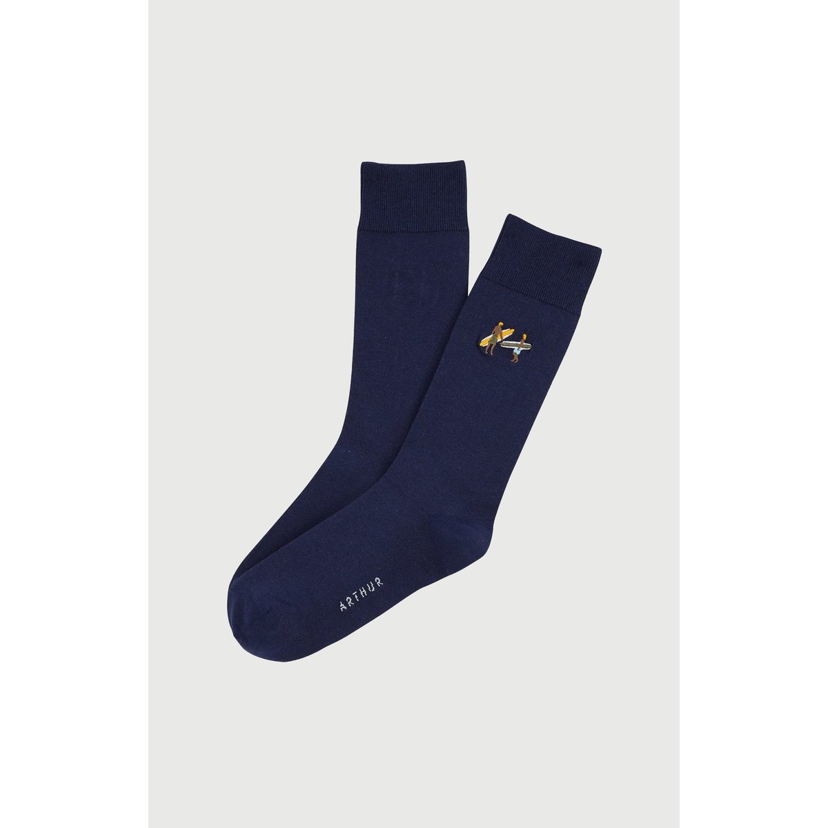 Chaussettes brodées en coton imprimé Surf marine, ARTHUR