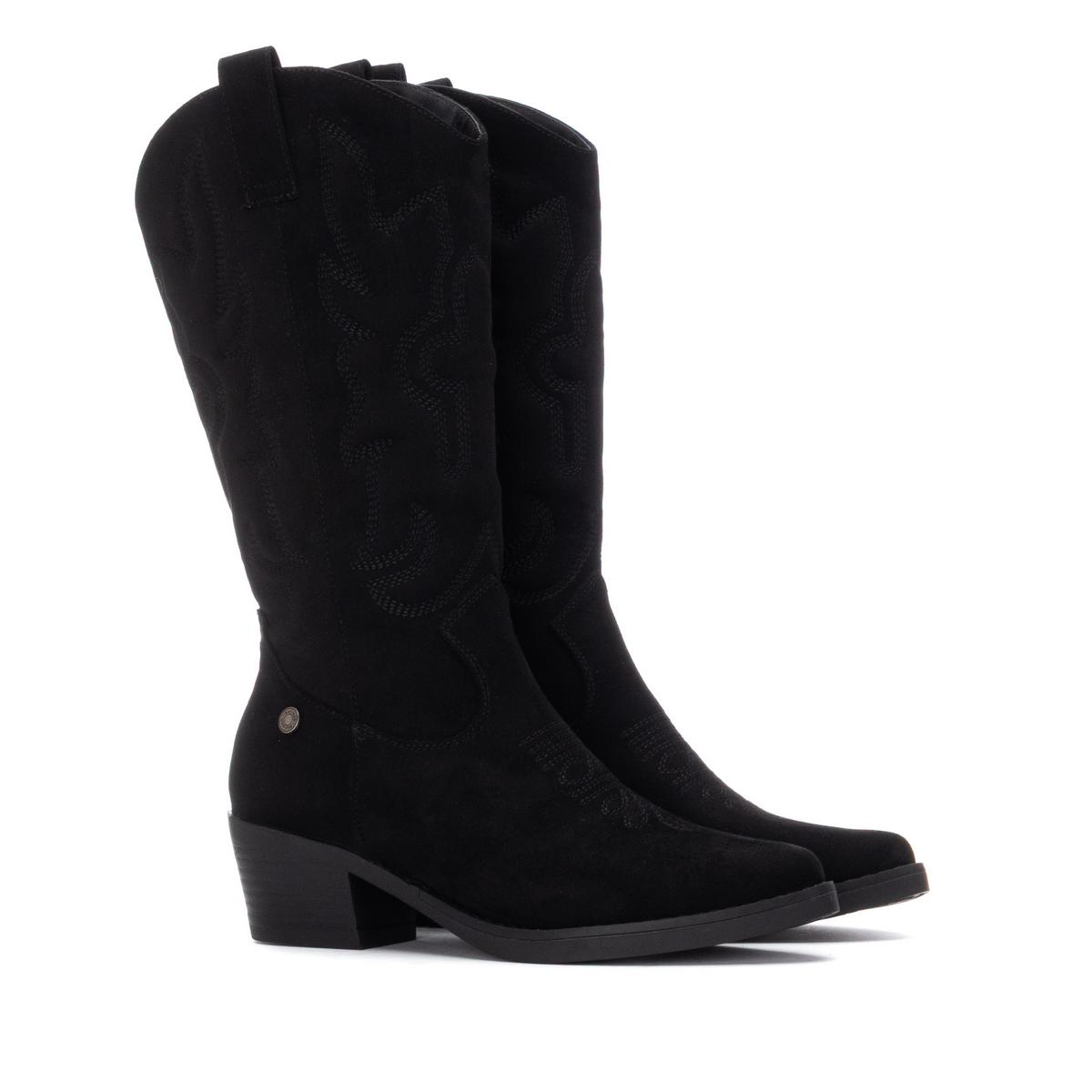 Botte Cow-boy Talon Décontractée Fermeture éclair noir, REFRESH