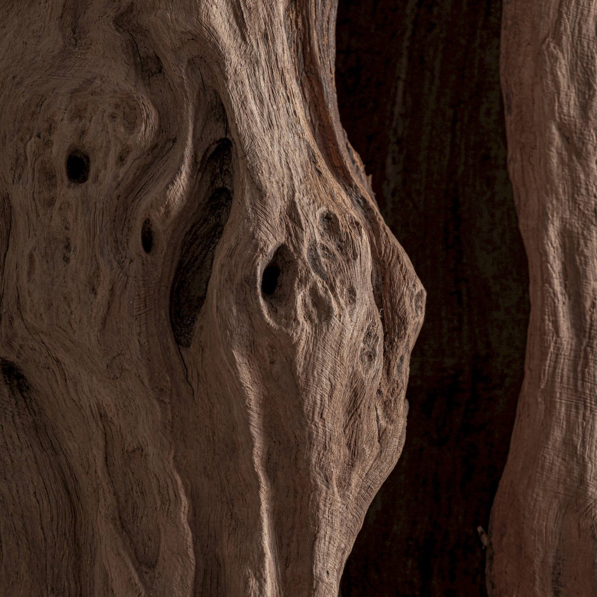 Sculpture sur pied en teck, Style ethnique brun naturel, RECOLLECTION