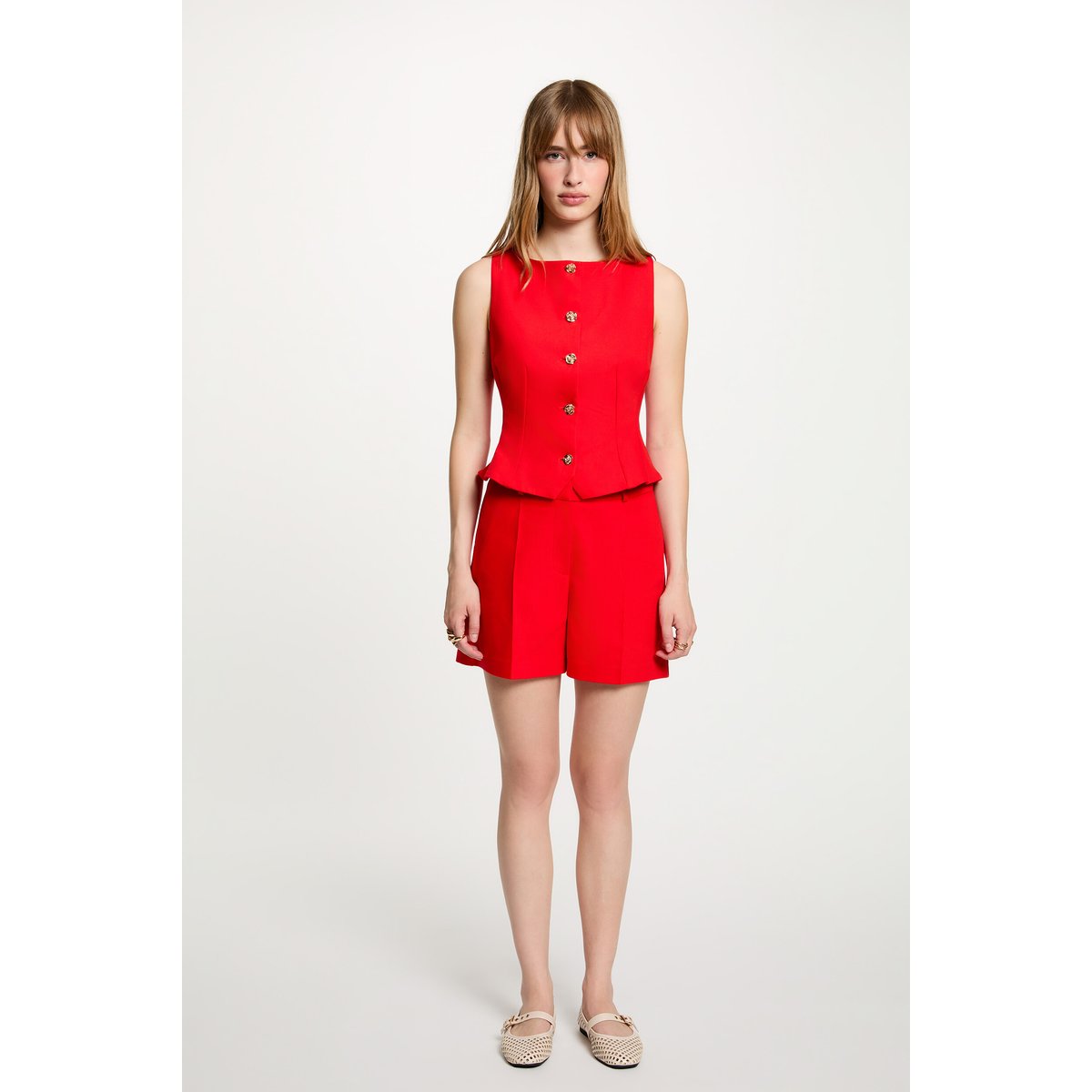 Gilet sans manches rouge vif, MORGAN