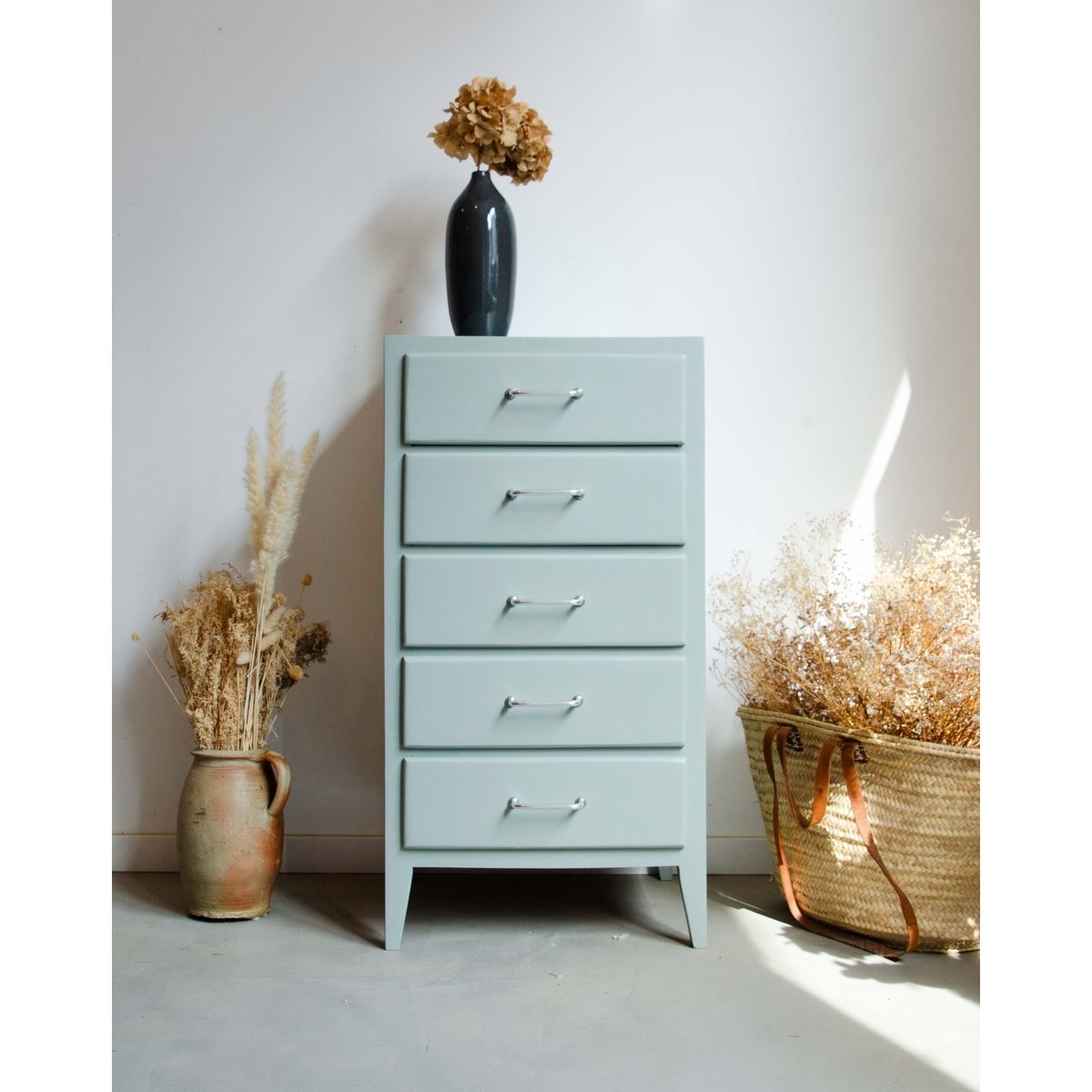 Chiffonnier en bois Valery N°106 - Bon état vert d'eau, DEBONGOUT