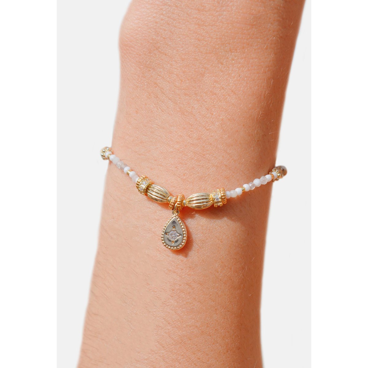 Bracelet cordon avec pampille ZENIBA blanc, HIPANEMA