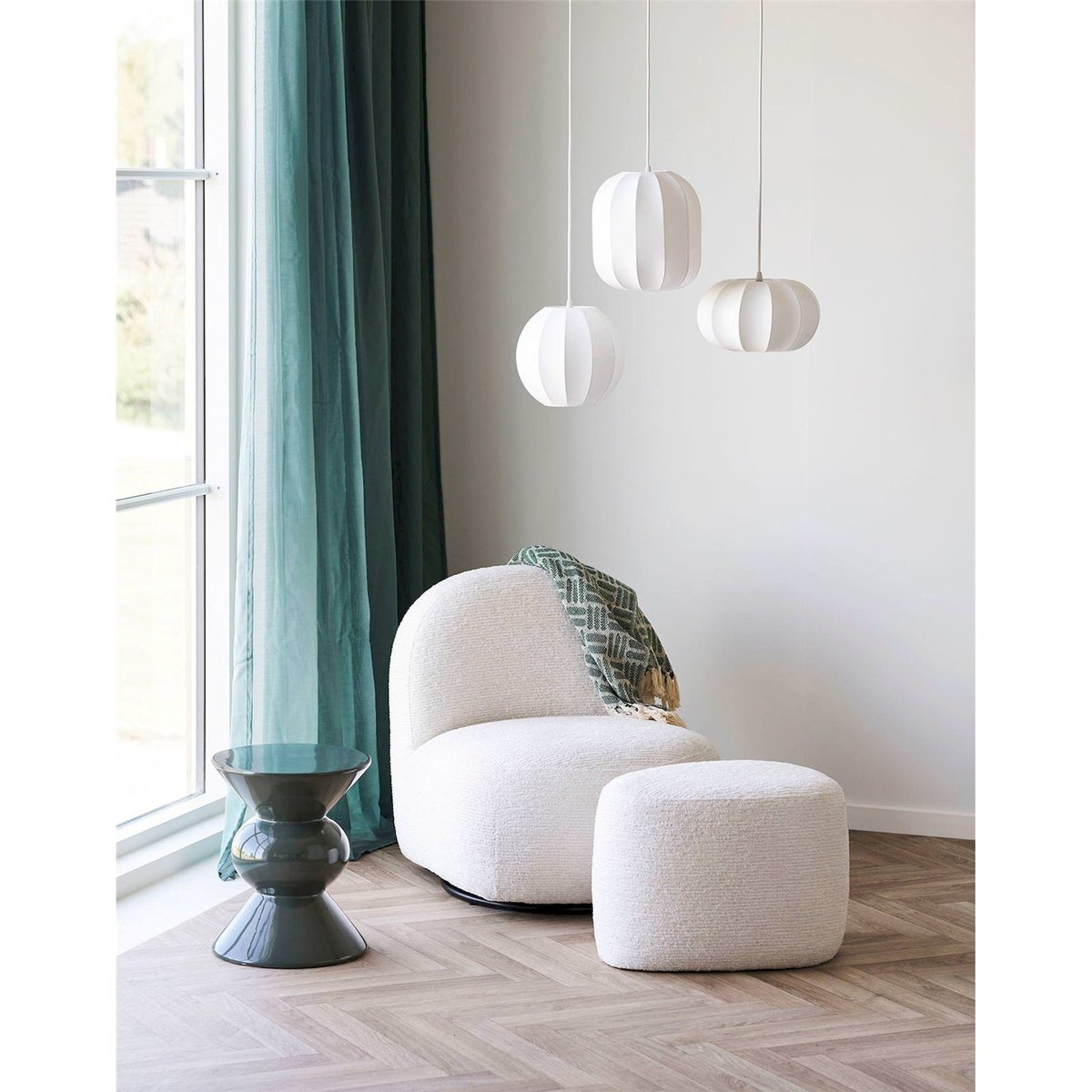 Fauteuil pivotant en chenille collection FINICS blanc chenille, RECOLLECTION