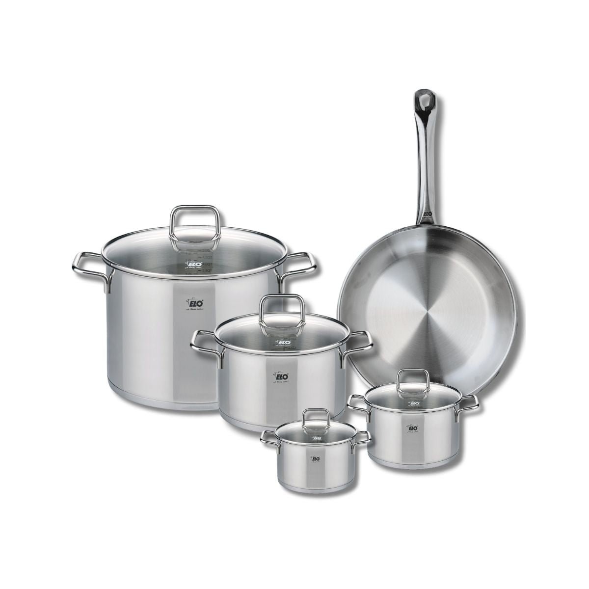Batterie 1 poêle 28cm + 4 faitouts 12/14/20/26cm PROFI CITRIN inox, ELO