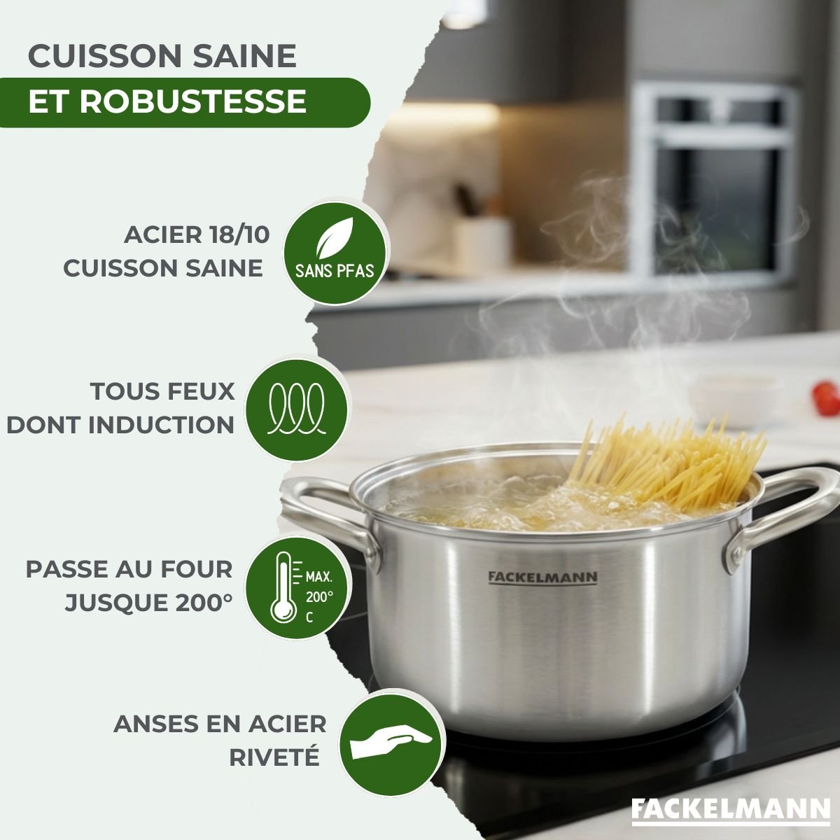 Batterie de cuisine 2 faitouts 20/24cm VITA3 gris, FACKELMANN