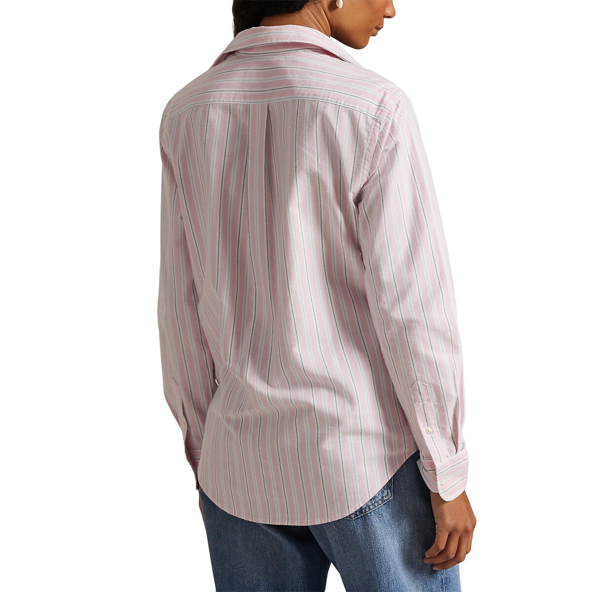Striped Oxford Cotton Shirt with Long Sleeves pink striped, POLO RALPH LAUREN