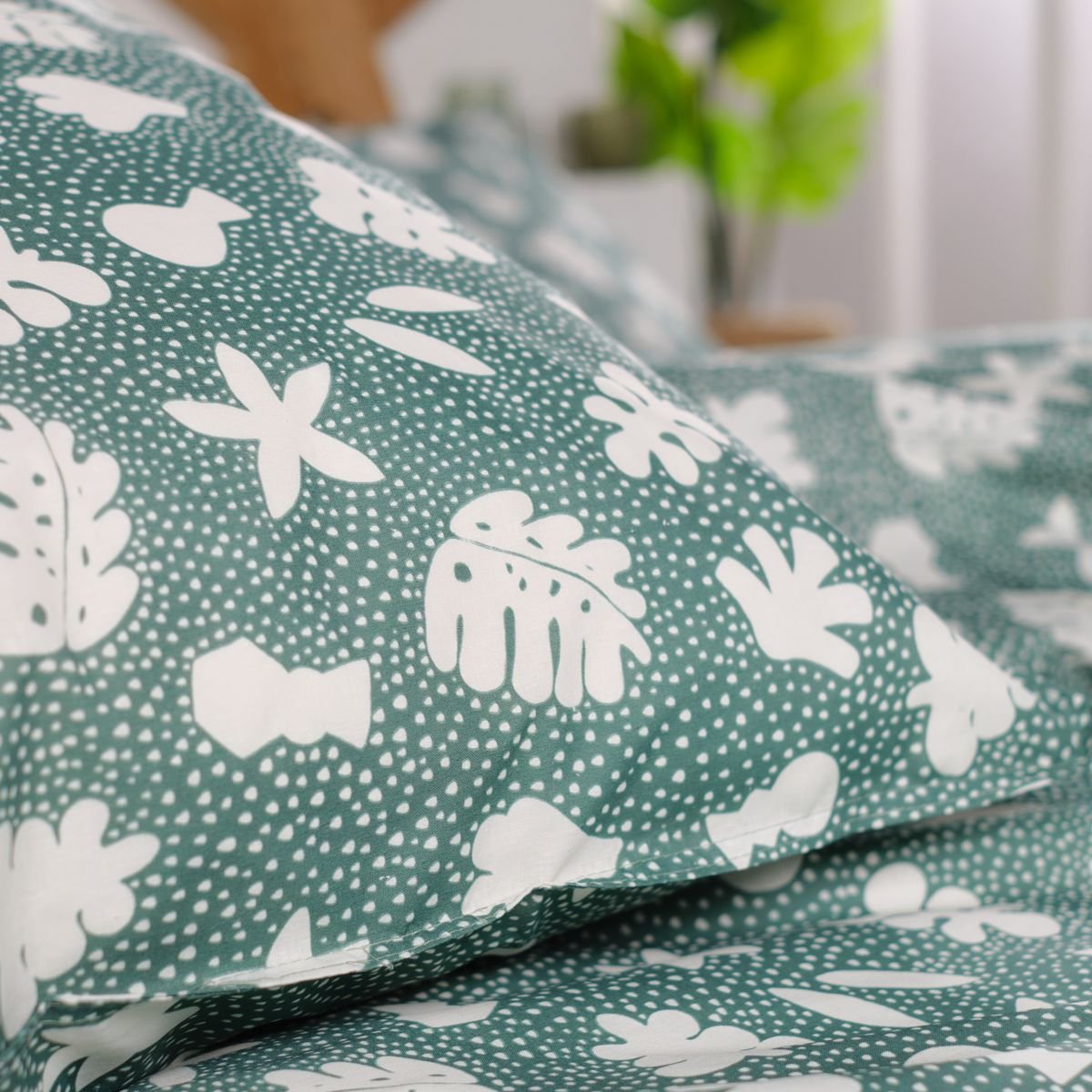 Parure de lit imprimé floral coton SUNSHINE AGATHE vert, TODAY