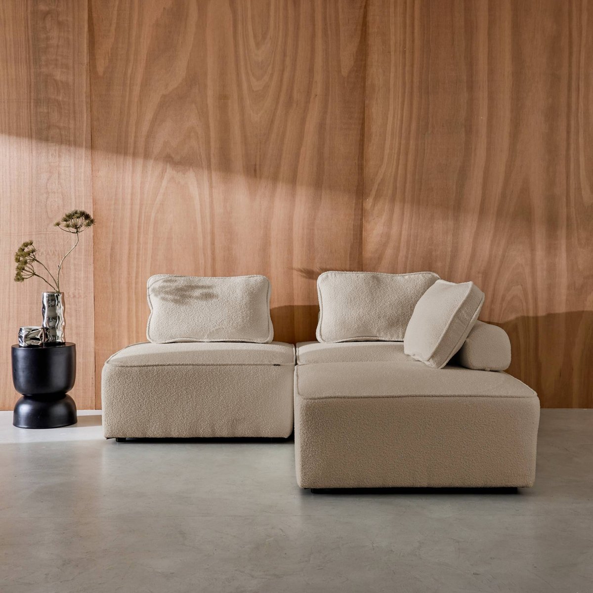 Chauffeuse pour canapé modulable bouclette 1 place (lot de 3) BAO beige, SWEEEK