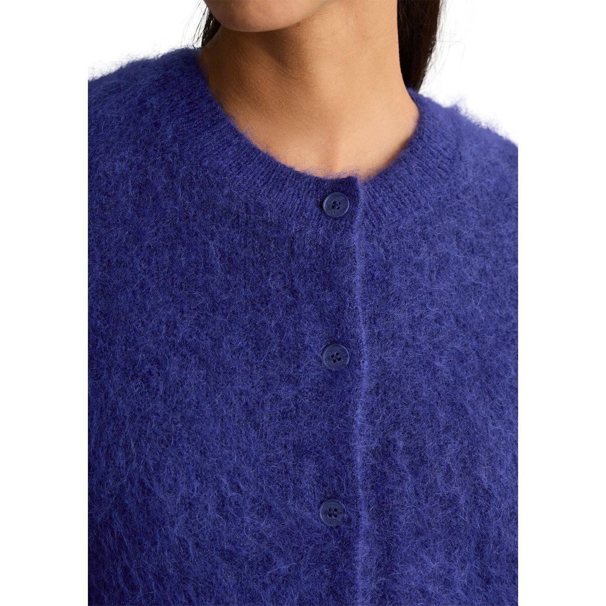 Cardigan douillet, coupe classique en mélange de mohair et de laine vierge violet, MARC O’POLO DENIM